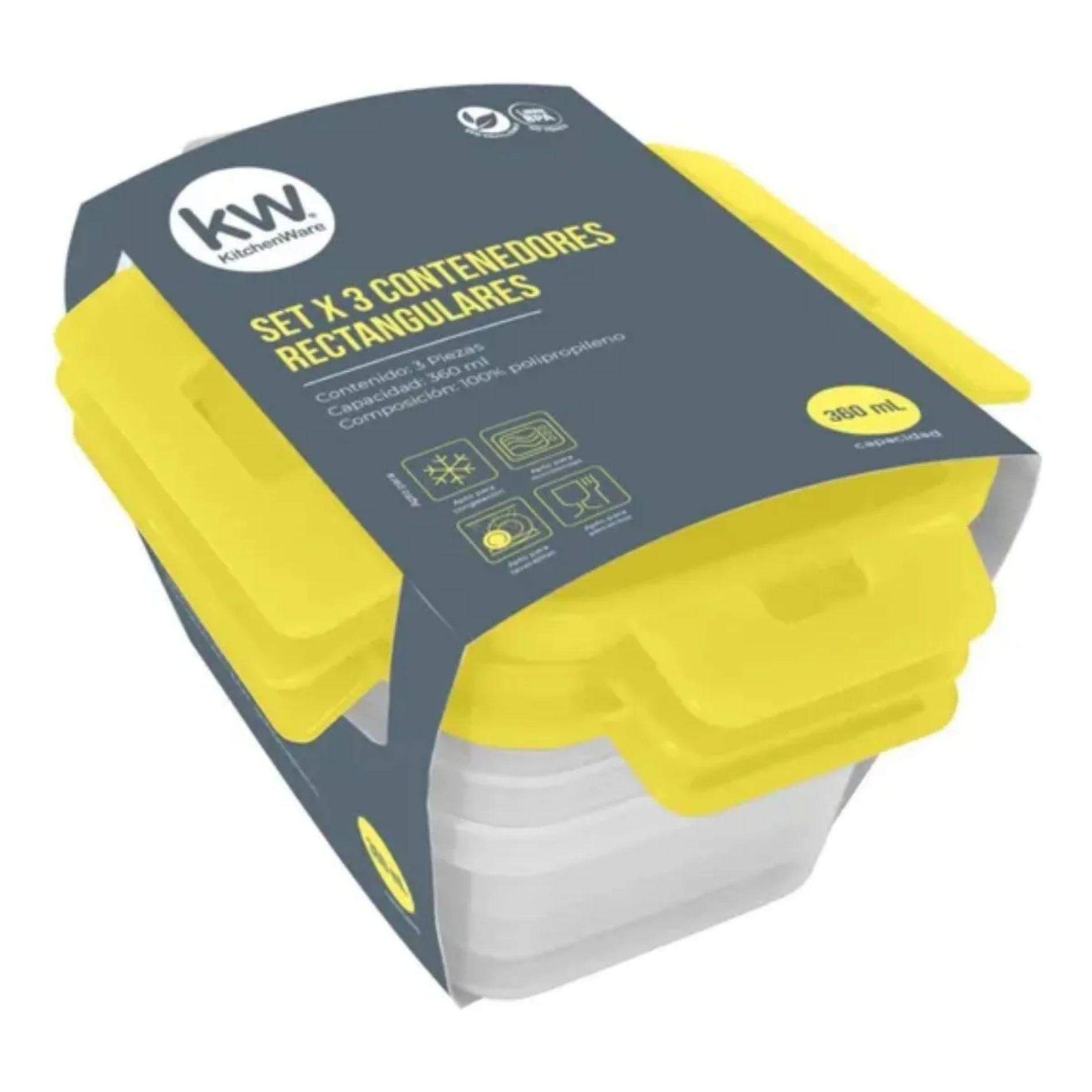 Set 3 Taper Contenedores Plastico 320ml Kitchenware-1