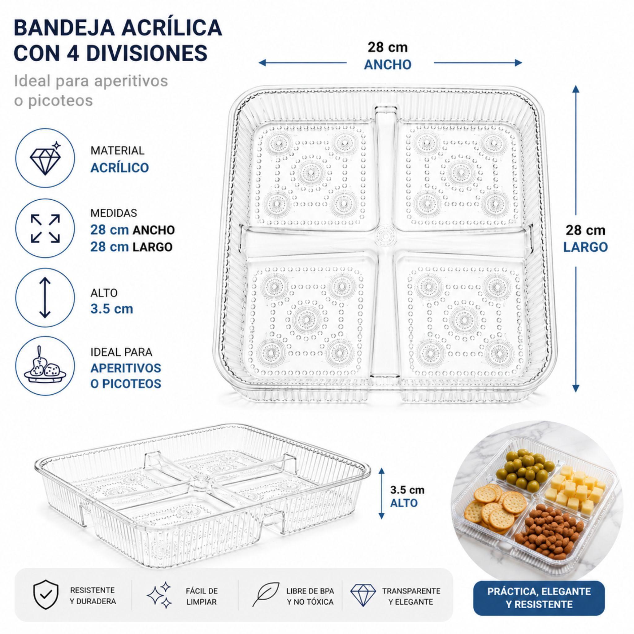 Pack de 3 Bandejas Acr licas con 4 Divisiones Diferentes Tama os-4