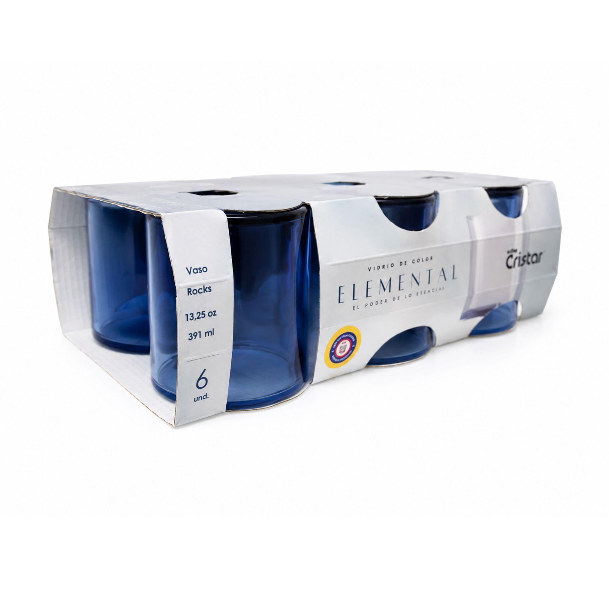 6 Vasos Bajos De Vidrio Para Whisky 391cc Elemetal Cristar-2