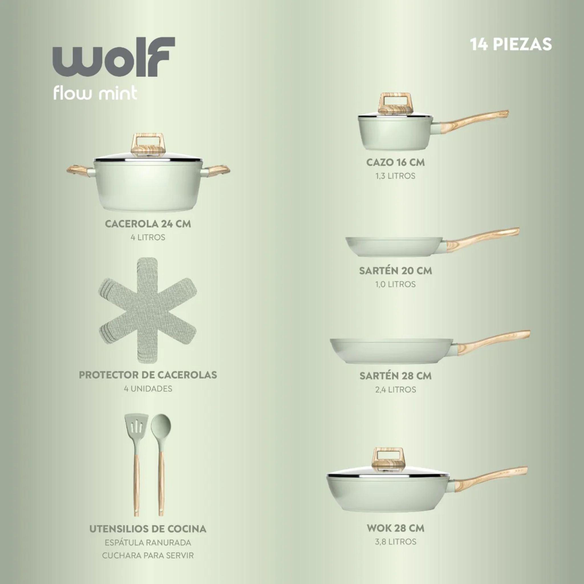 Batería De Cocina - Juego De Ollas Flow 14 Piezas - Menta-6
