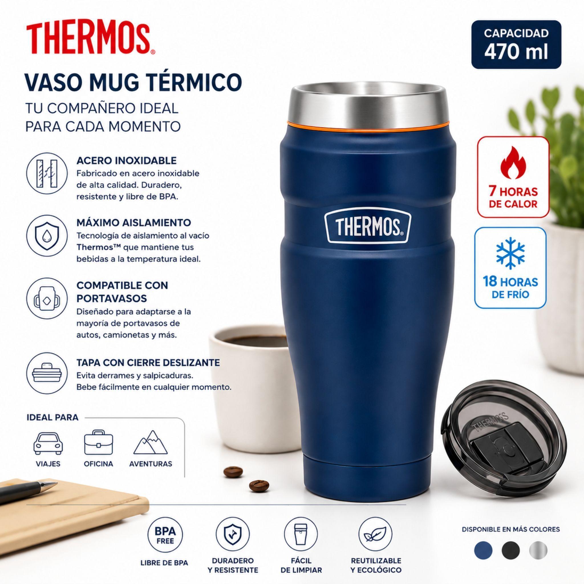 Vaso T rmico Acero Inoxidable Thermos 470ml Mug Termico Azul-1