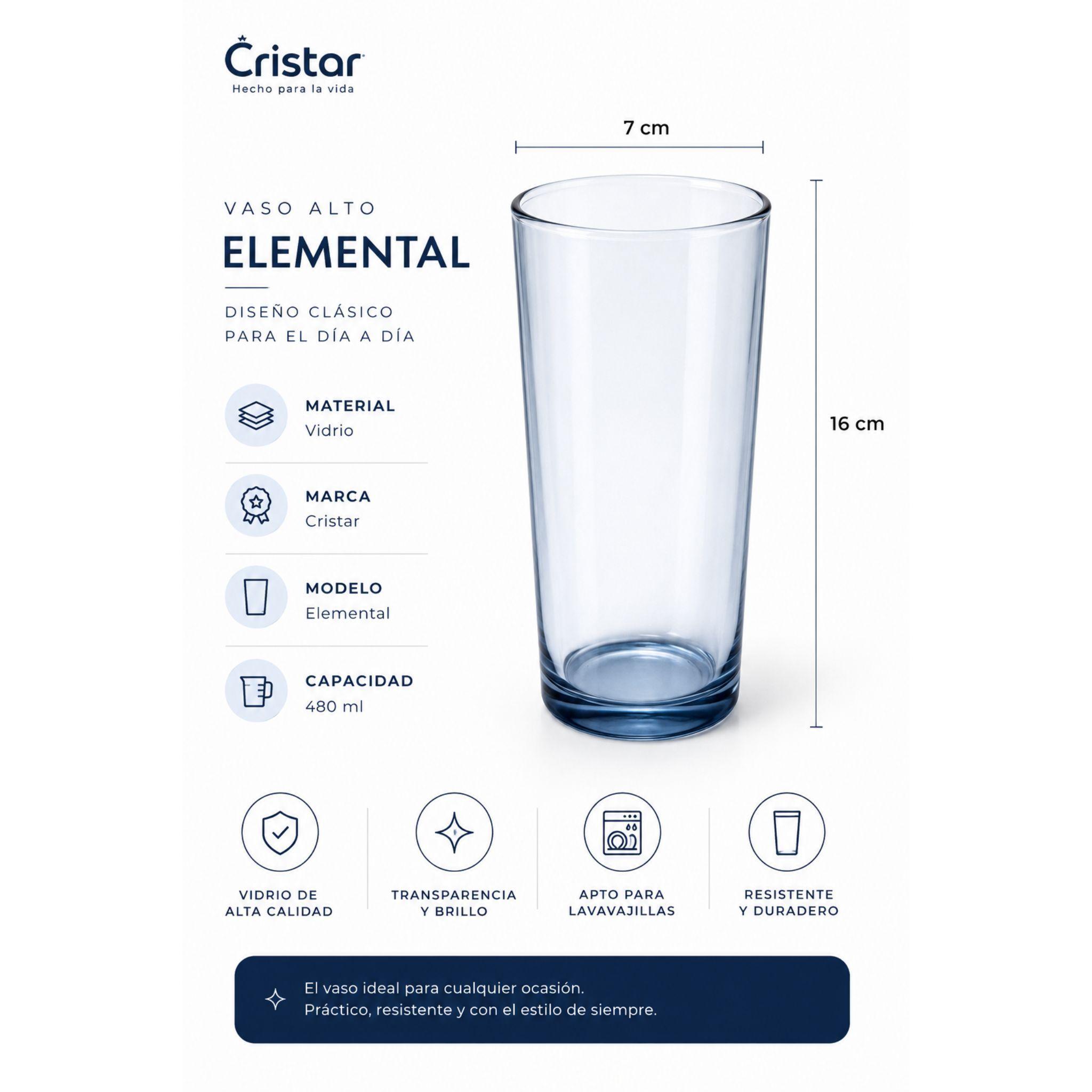 Pack Vasos Cristar 6 Vasos Altos 6 Vasos Bajos De Vidrio Elemental-2