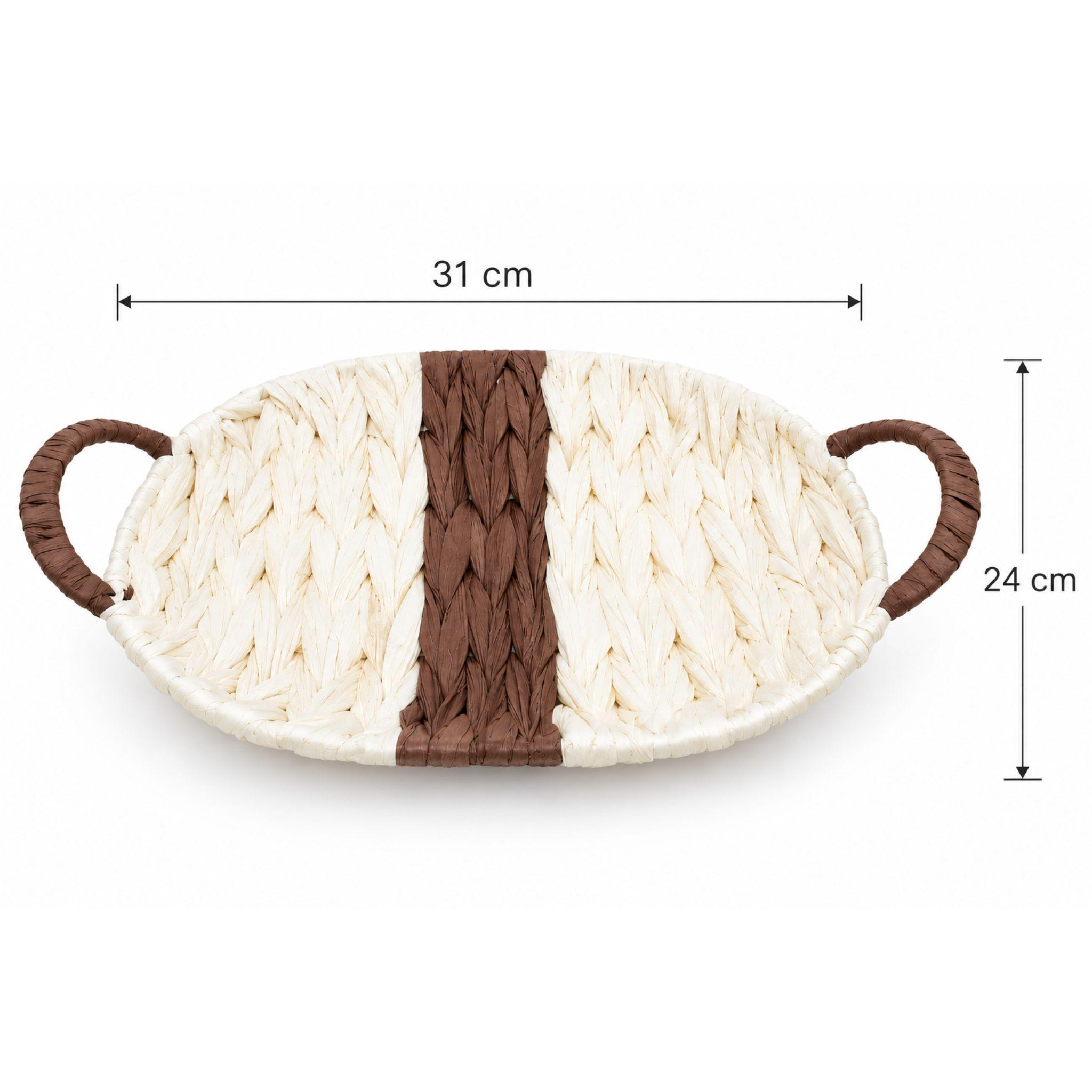 Bandeja Decorativa Ovalada Tejida 31cm Con Asas-1