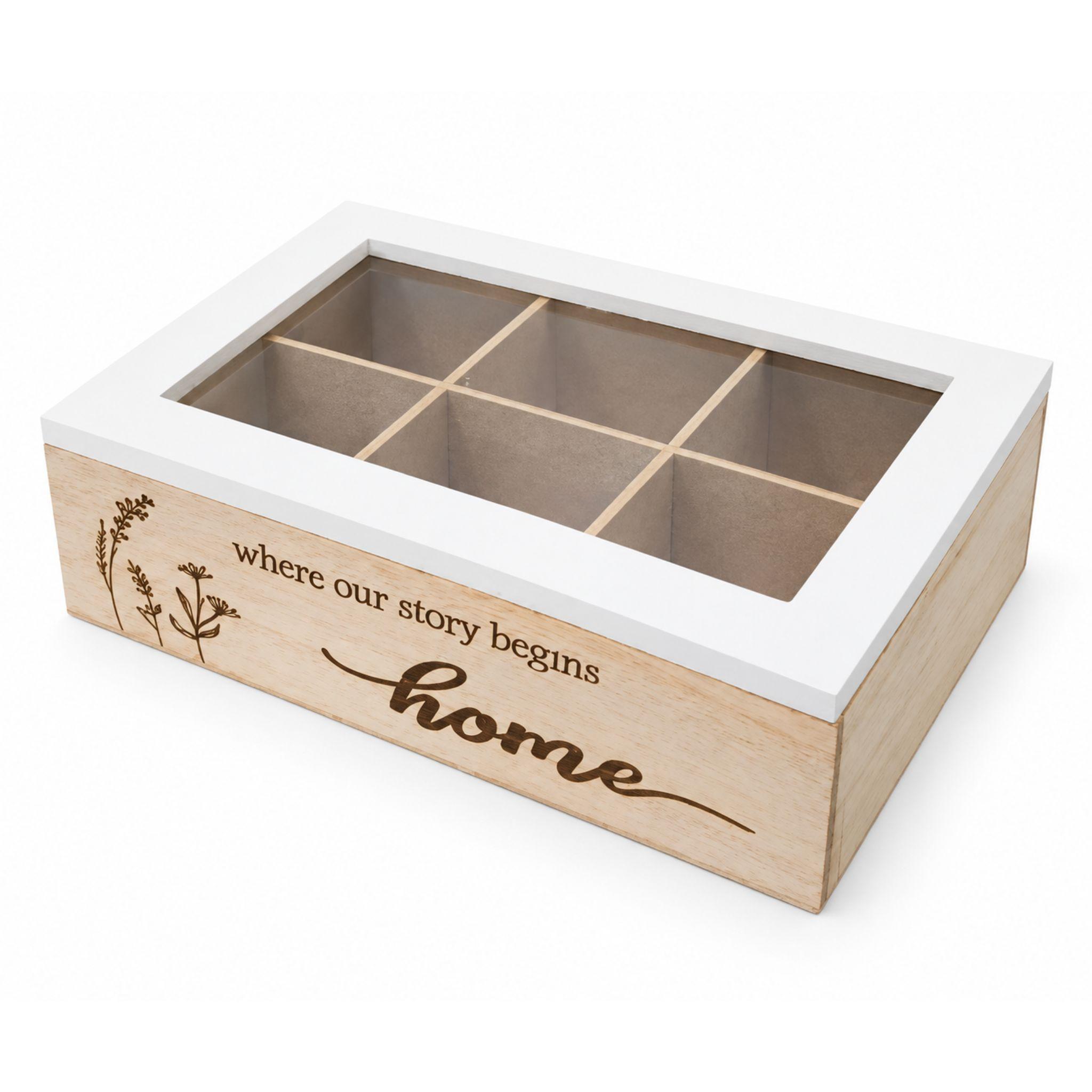 Caja Porta Te Madera 6 Compartimentos Organizadora 24cm-1