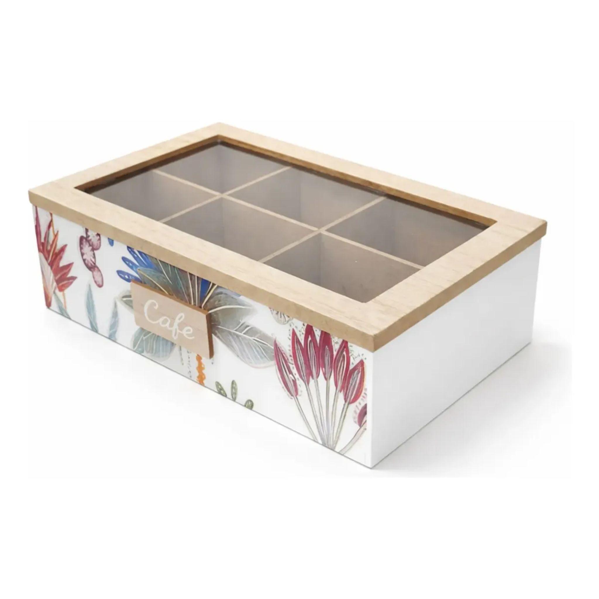 Caja Porta Te Madera 6 Compartimentos Organizadora 24cm-0