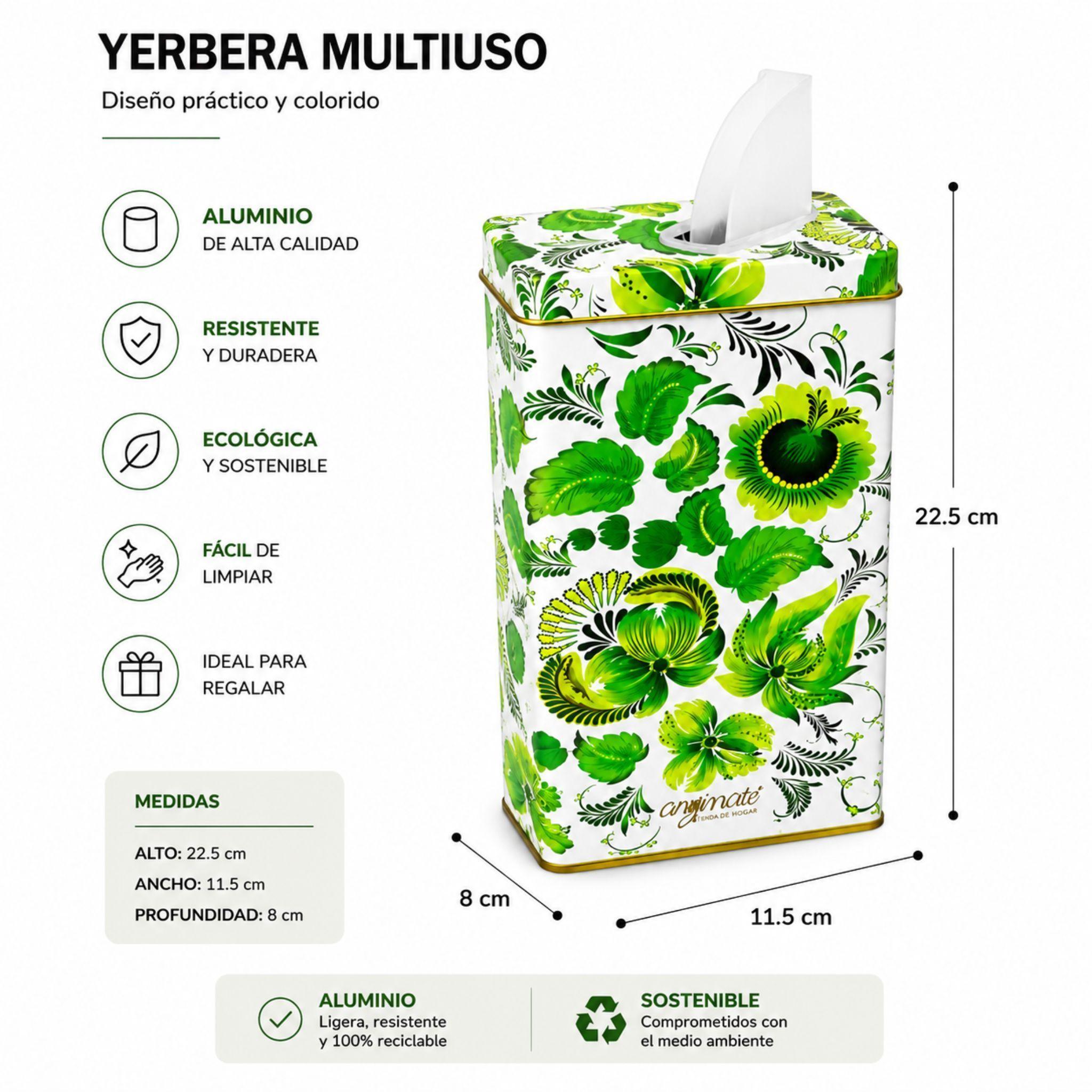 Dispensador De Yerba Mate Yerbera Con Tapa Dispensadora Verde-2