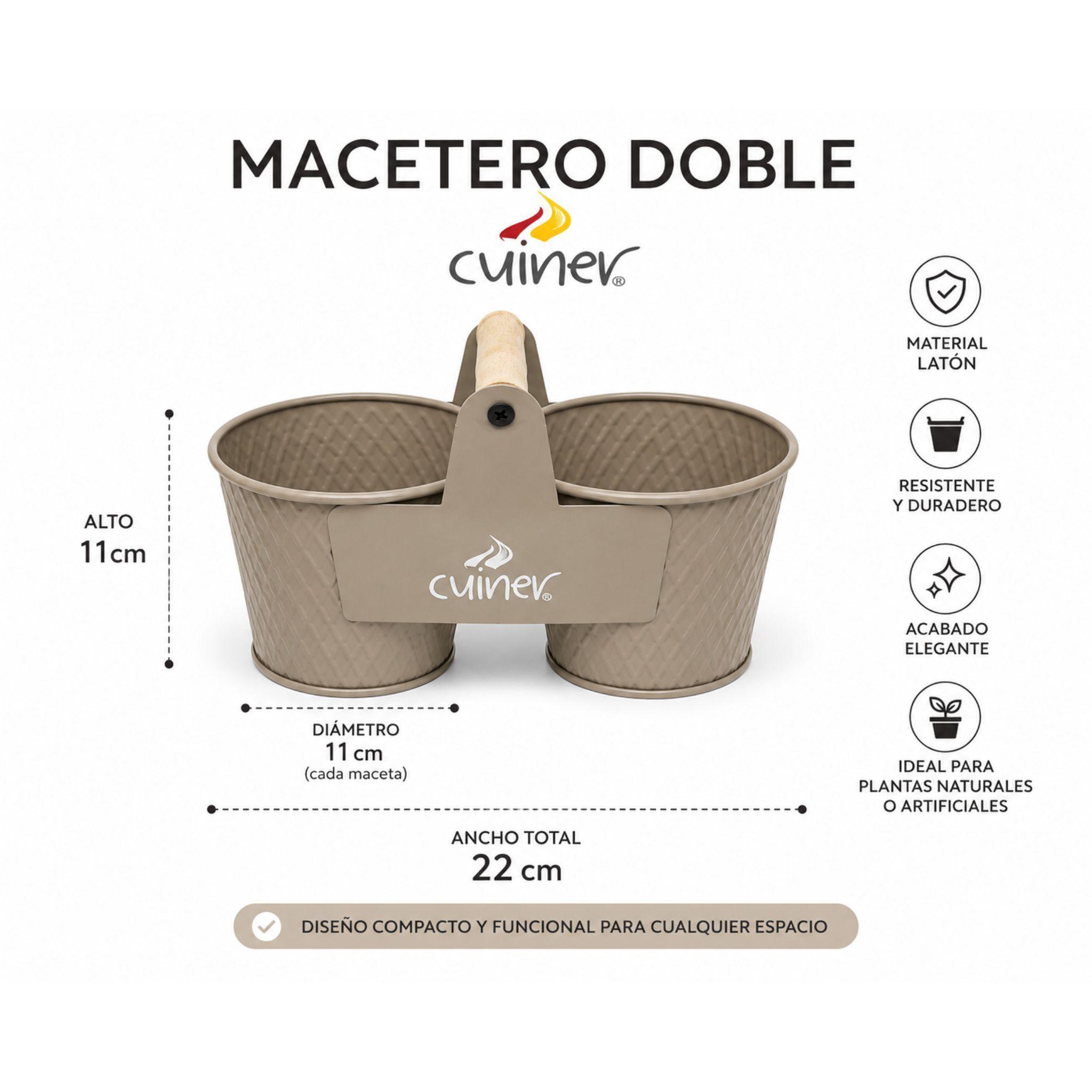 Macetero Doble Metalico Chico 11cm Cuiner Maceta Chica Doble-3