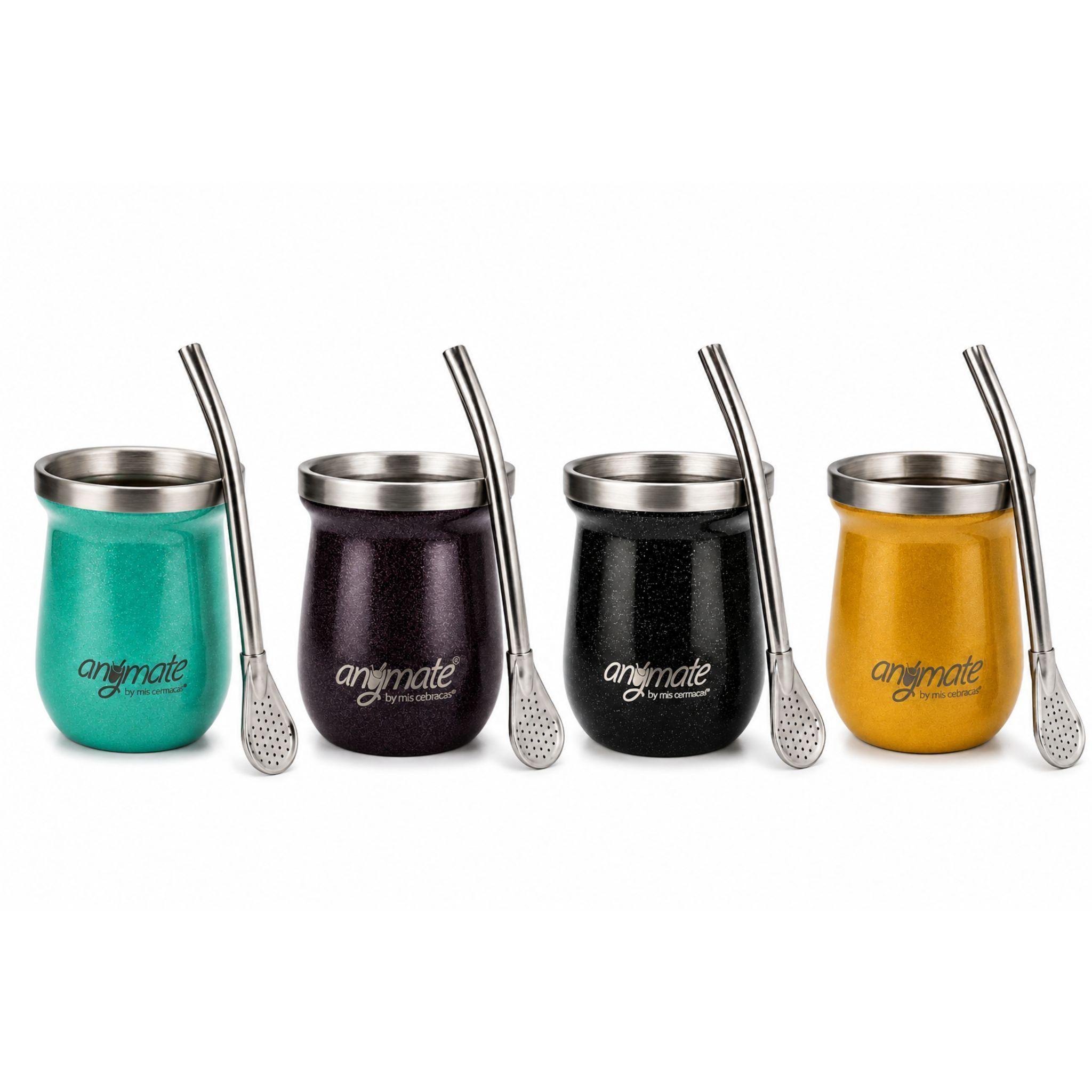 Set Mate Con Bombilla Acero Inoxidable 140ml Zaino Anymate-0
