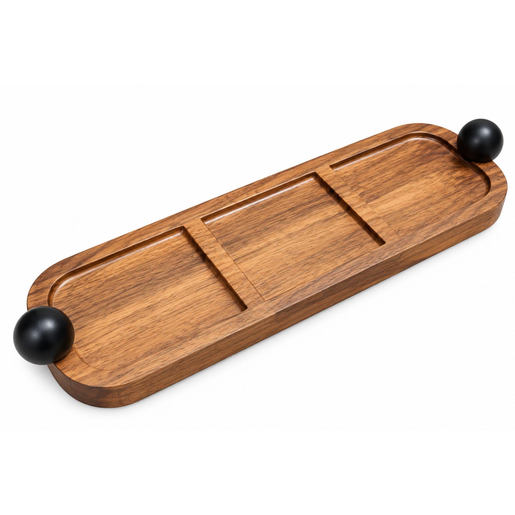 Tabla Para Picoteo Aperitivo De Madera 3 Divisiones 30cm-1