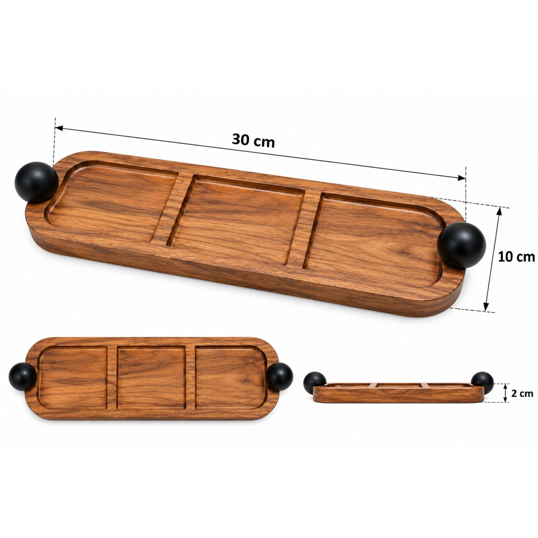 Tabla Para Picoteo Aperitivo De Madera 3 Divisiones 30cm-2