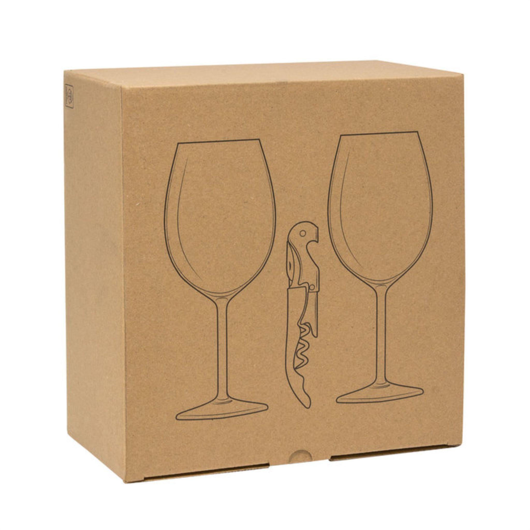 Set De Vino 2 Copas De Vino Descorchador Para Regalo-4