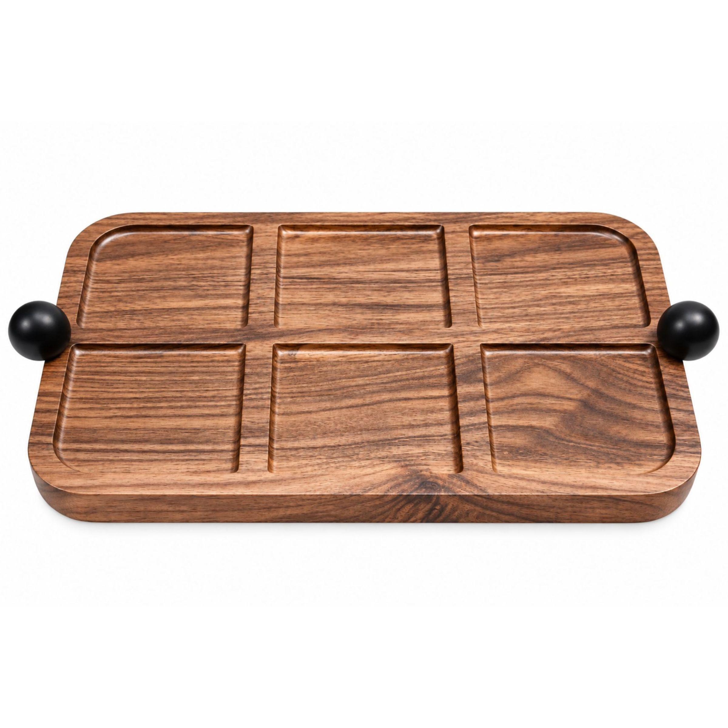 Tabla De Picoteo Aperitivo De Madera 6 Compartimientos 30x20cm-0