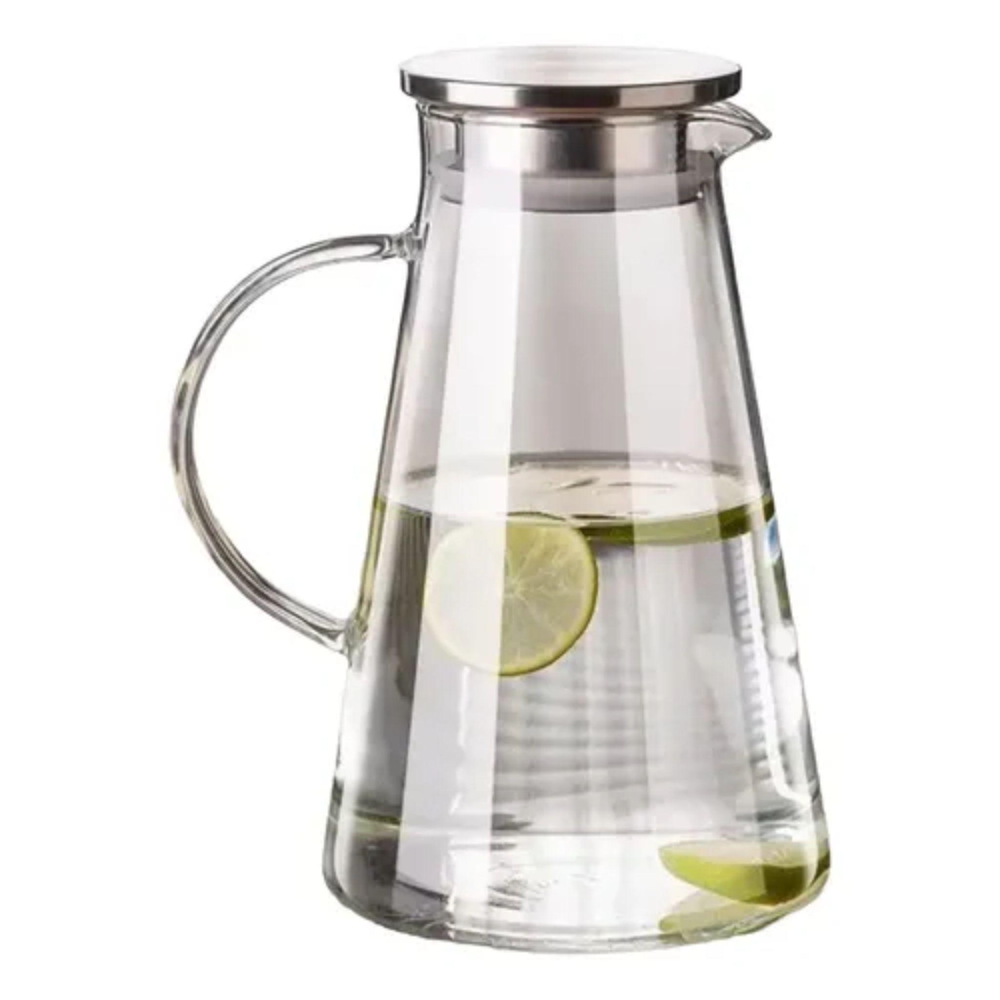 Jarra De Vidrio Resistente Borosilicato Con Tapa Acero 1 8L-0