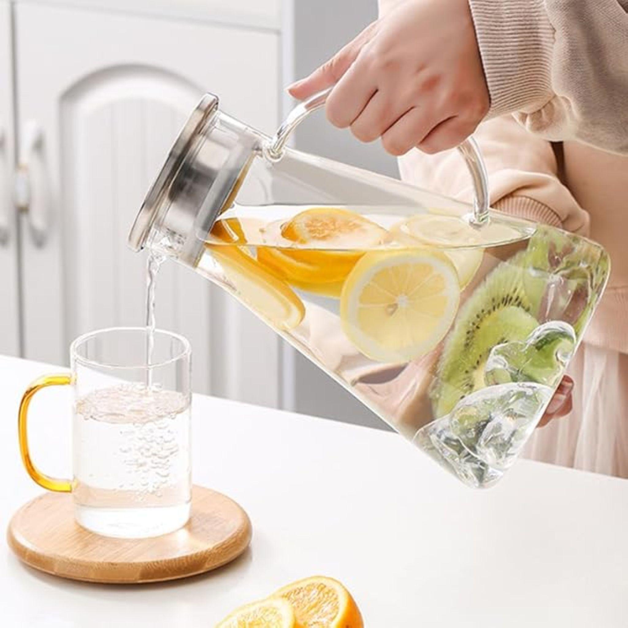 Jarra De Vidrio Resistente Borosilicato Con Tapa Acero 1 8L-2