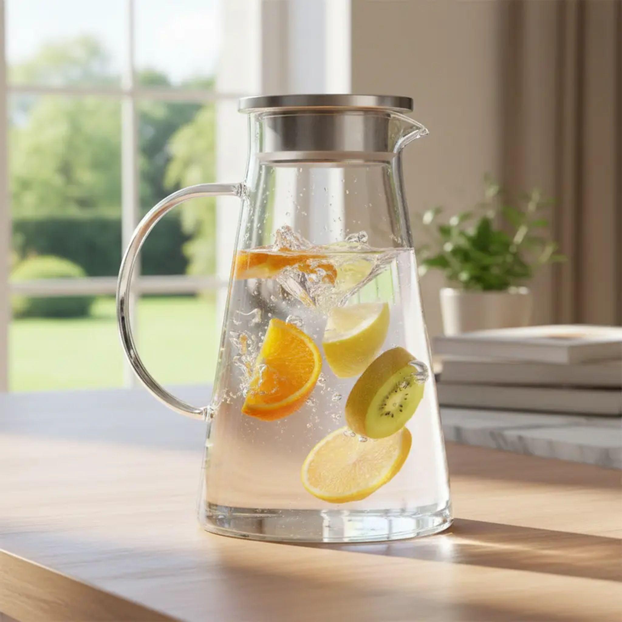 Jarra De Vidrio Resistente Borosilicato Con Tapa Acero 1 8L-3
