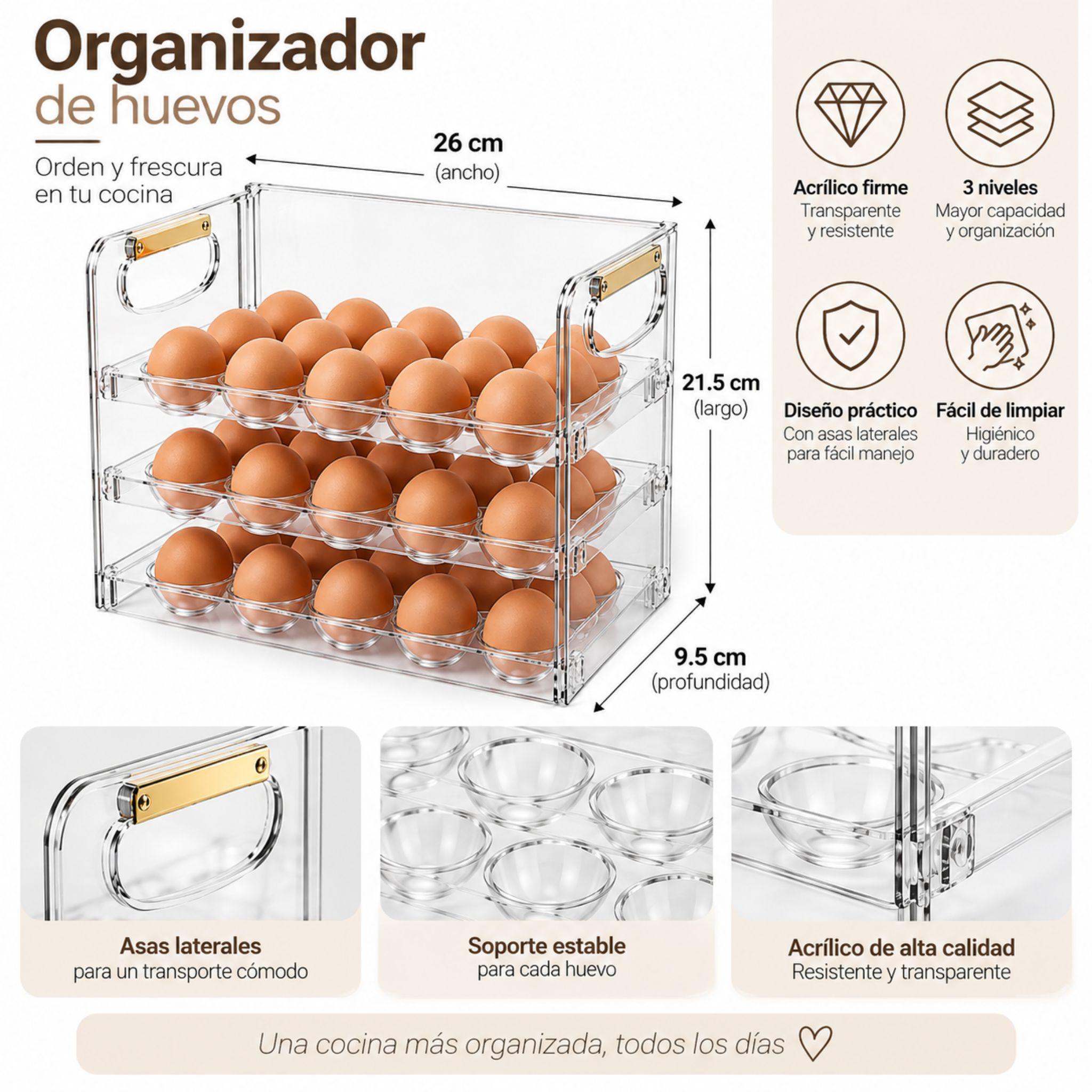 Organizador Para Huevos Acr lico 3 Niveles Capacidad 30 Huevos-1