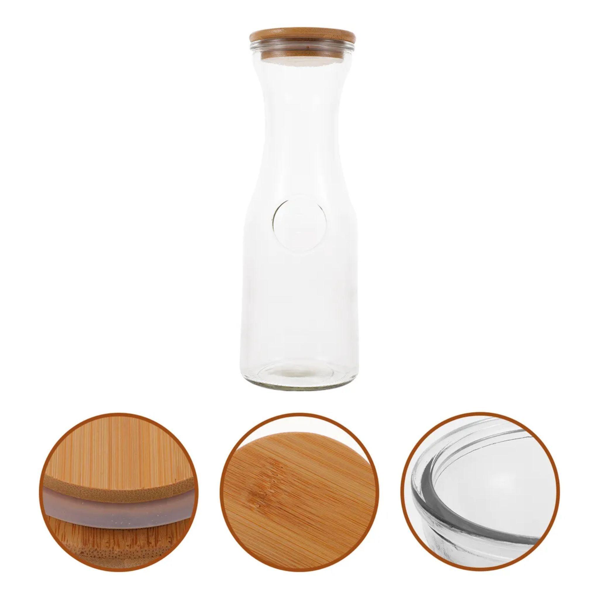 Botella De Vidrio Tapa De Madera 500ml / Jarra De Vidrio -2