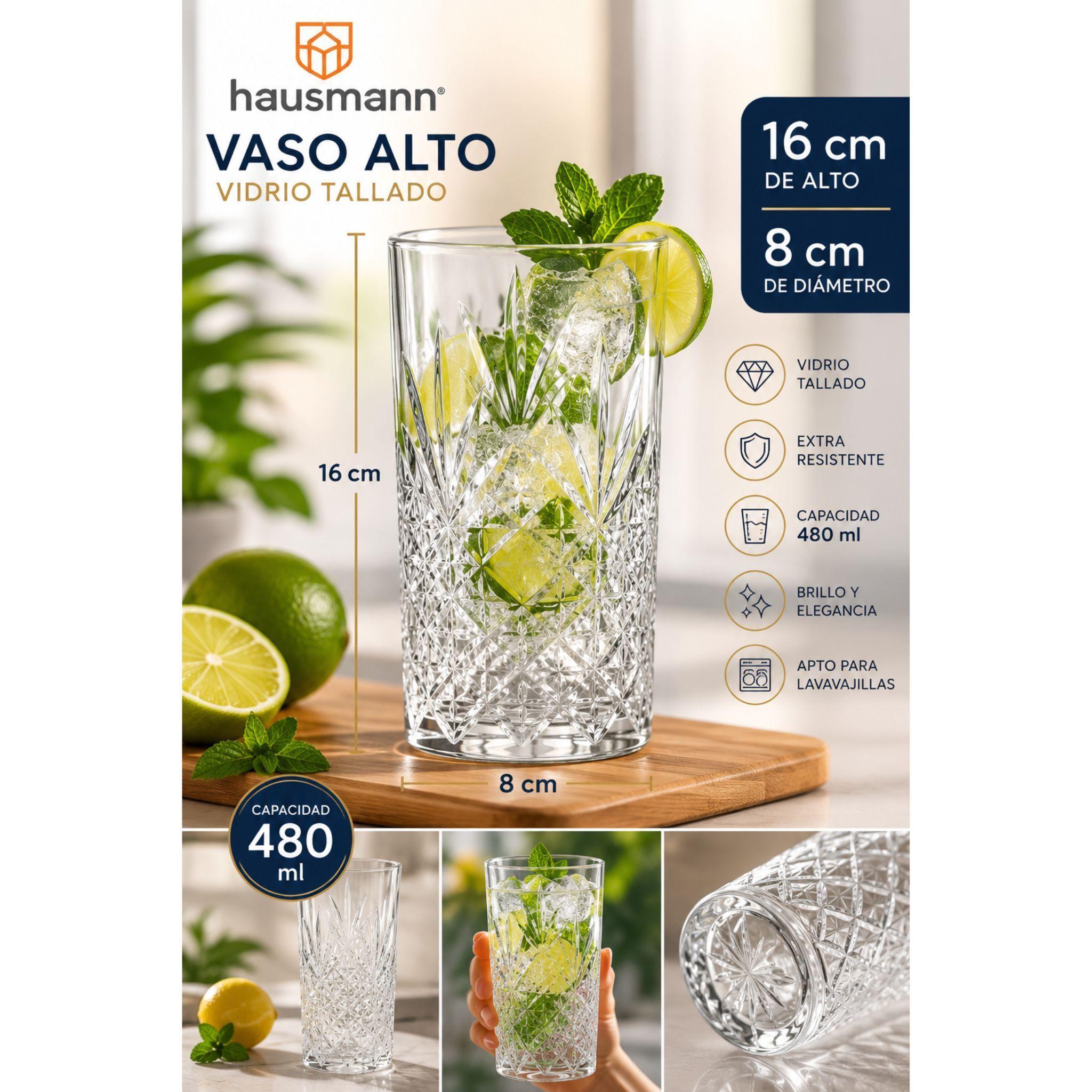 Set 6 Vasos De Vidrio Bebidas Cocteles 480ml Berlin Hausmann-2