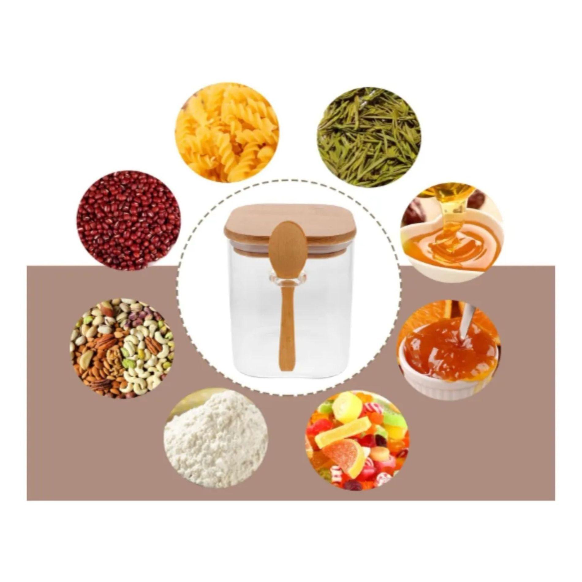 Frasco De Vidrio Hermetico Tapa Y Cucharita Bambú 750ml-4