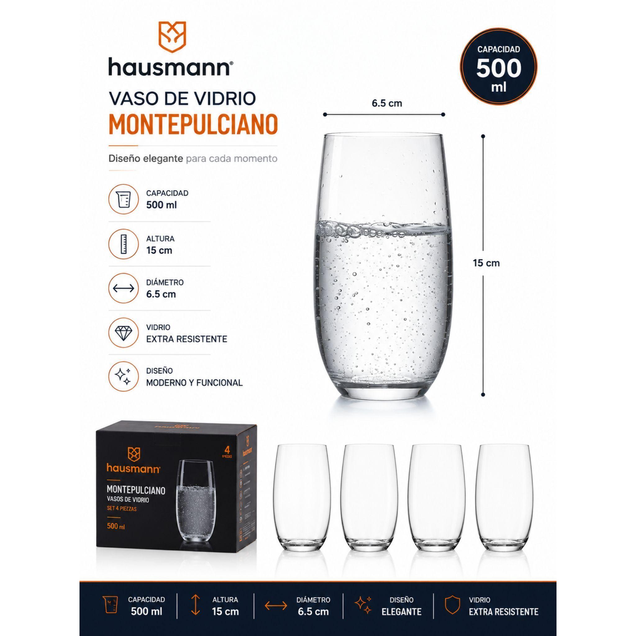4 Vasos De Vidrio Bebidas Cocteles 500ml Montepulciano Hausmann-3
