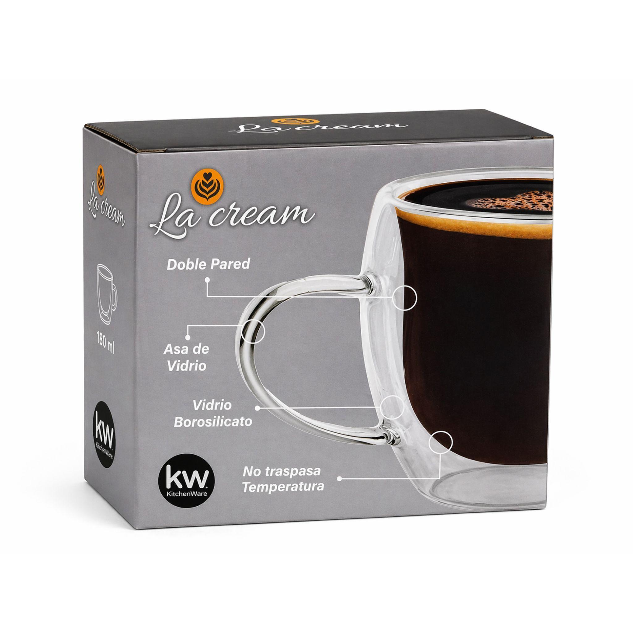 Set 2 Tazas Doble Pared Vidrio Borosilicato Caf Americano 250ml La Cream-3