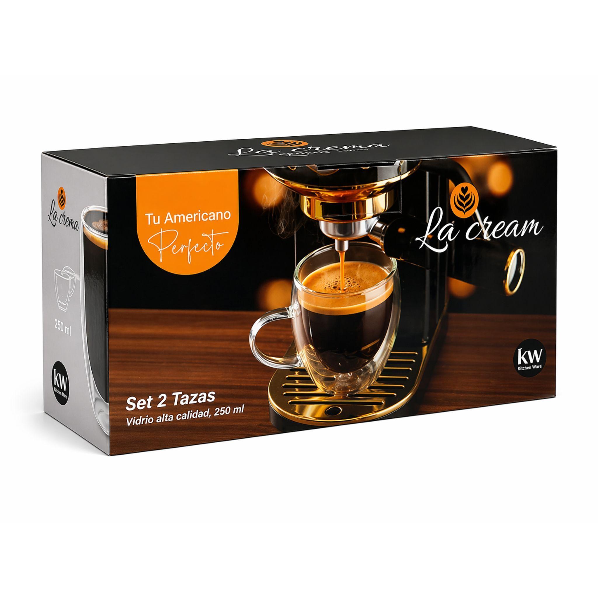 Set 2 Tazas Doble Pared Vidrio Borosilicato Caf Americano 250ml La Cream-4