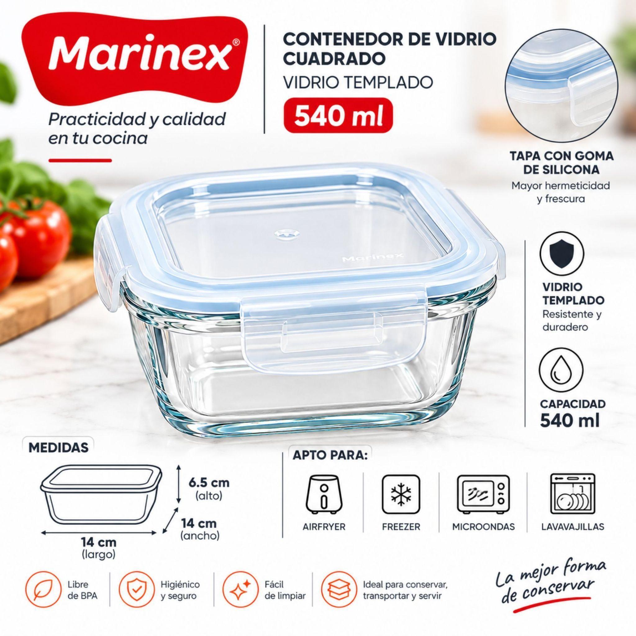 Contenedor Hermetico Marinex Vidrio Templado 540ml-2