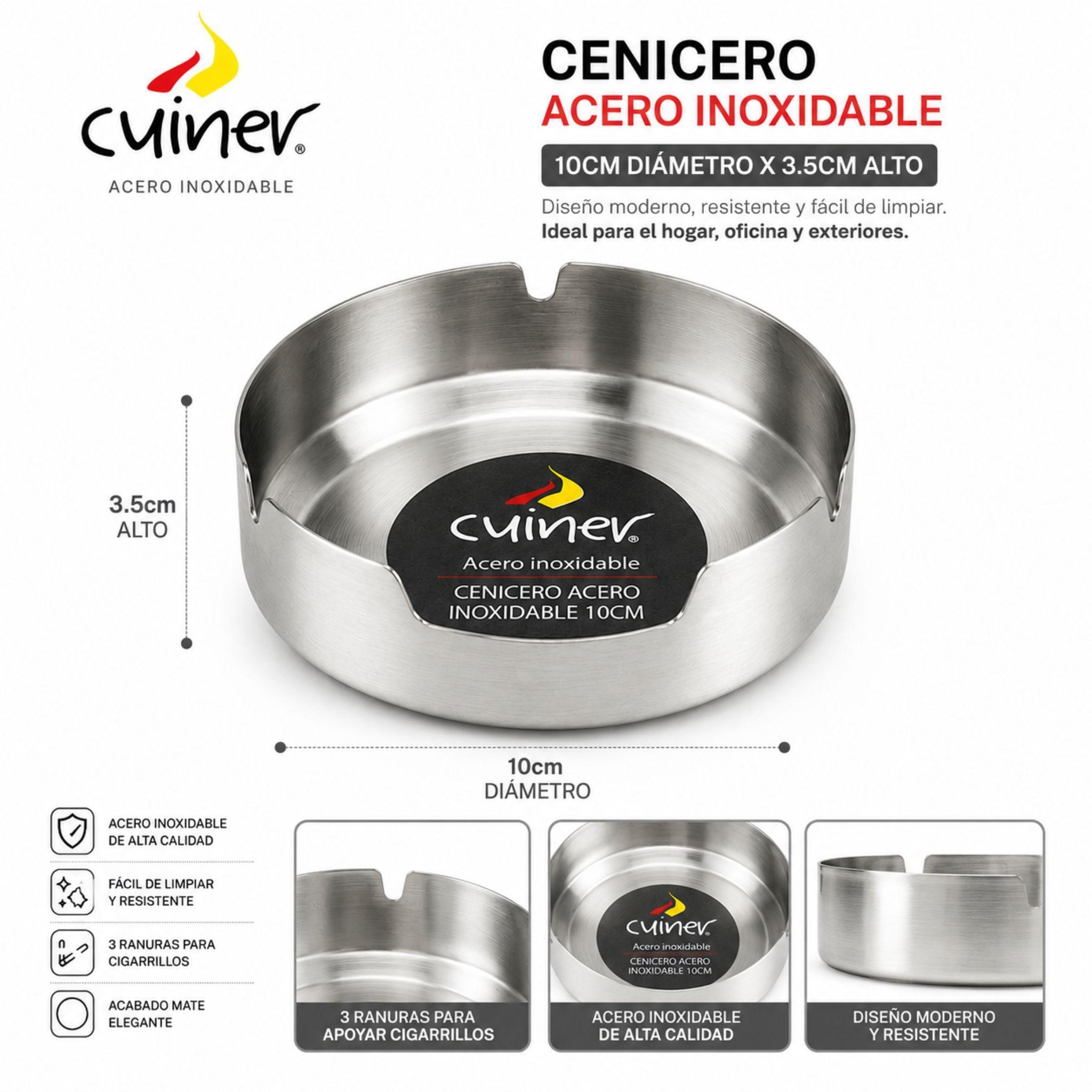 Pack 3 Ceniceros De Mesa Met licos Cenicero Acero Inoxidable Cuiner-2