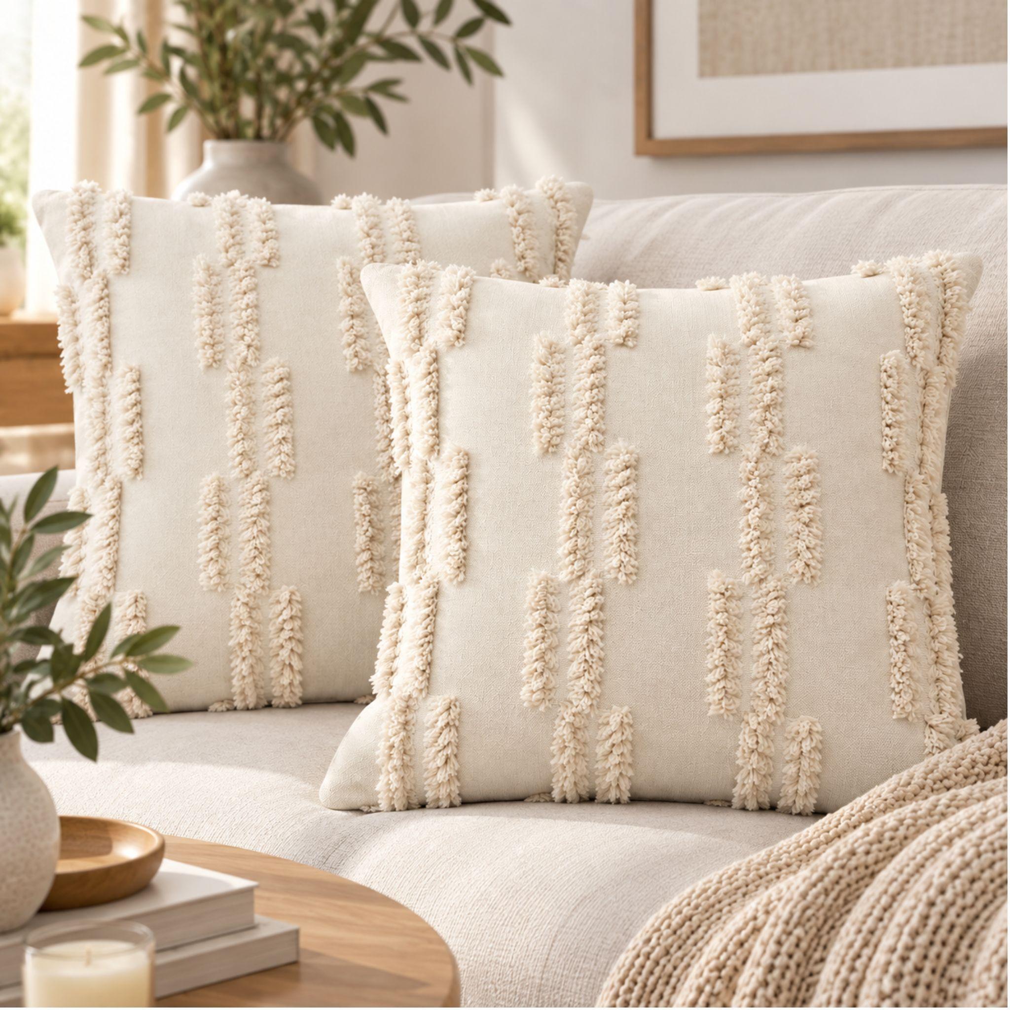 Pack 2 Fundas De Cojin Decorativo Estilo Boho 45x45 Cm-0