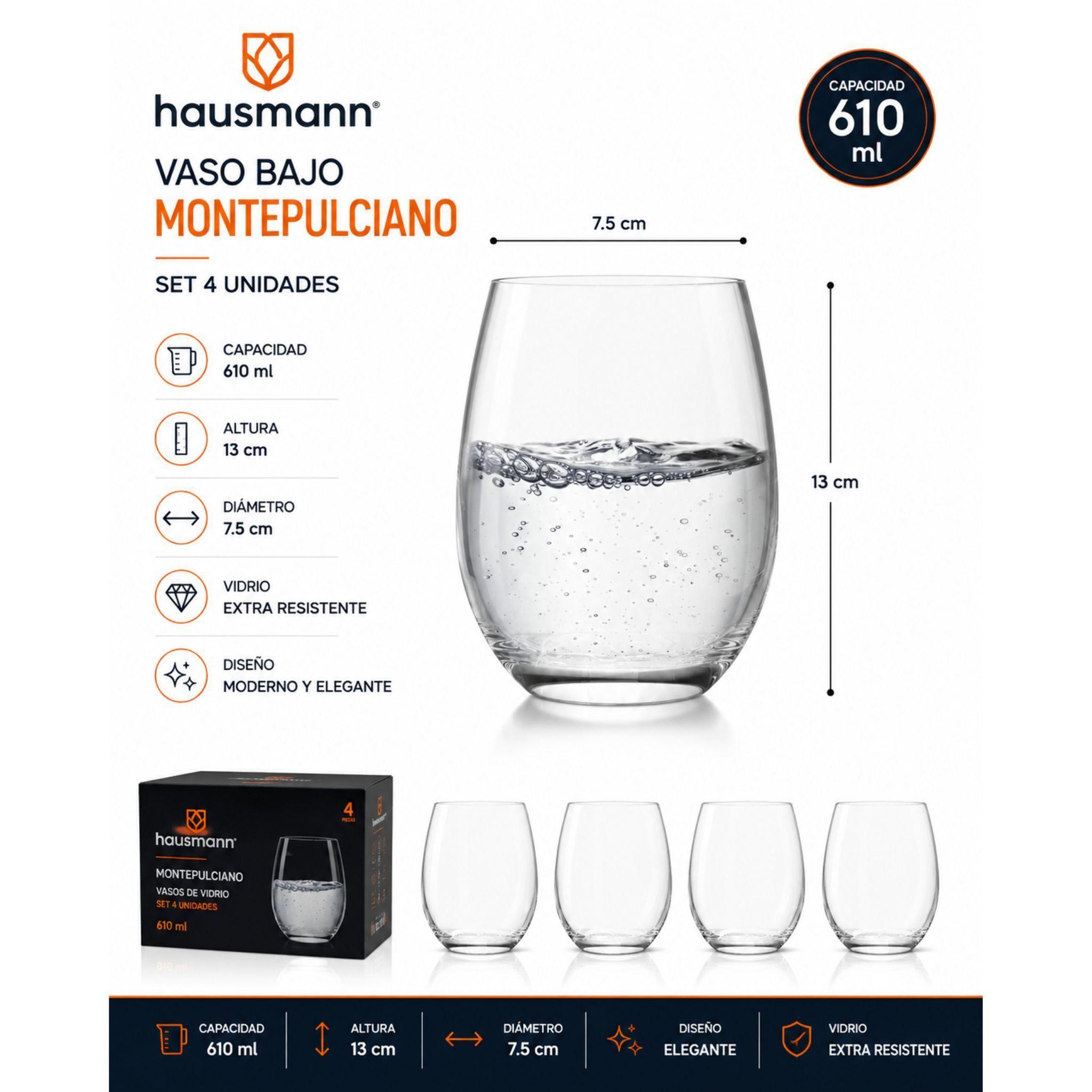 Set 4 Vasos De Vidrio Bajos Montepulciano Hausmann 610ml-2