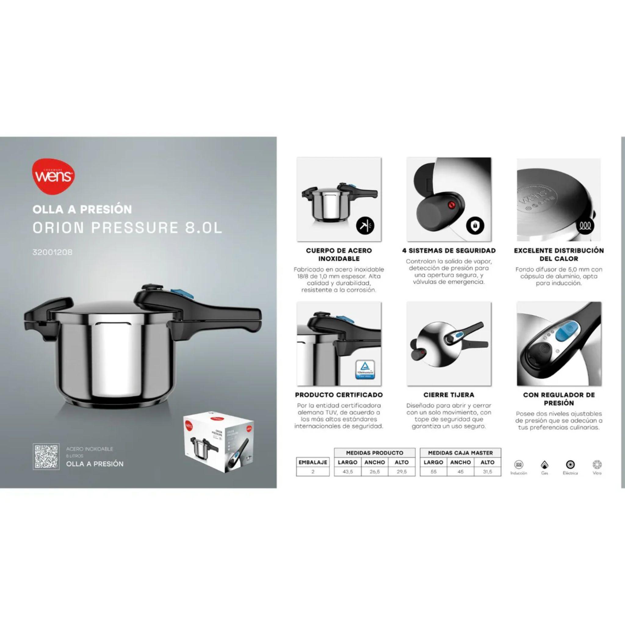 Olla A Presión 8.8 Litros Acero Inoxidable - Orion -3