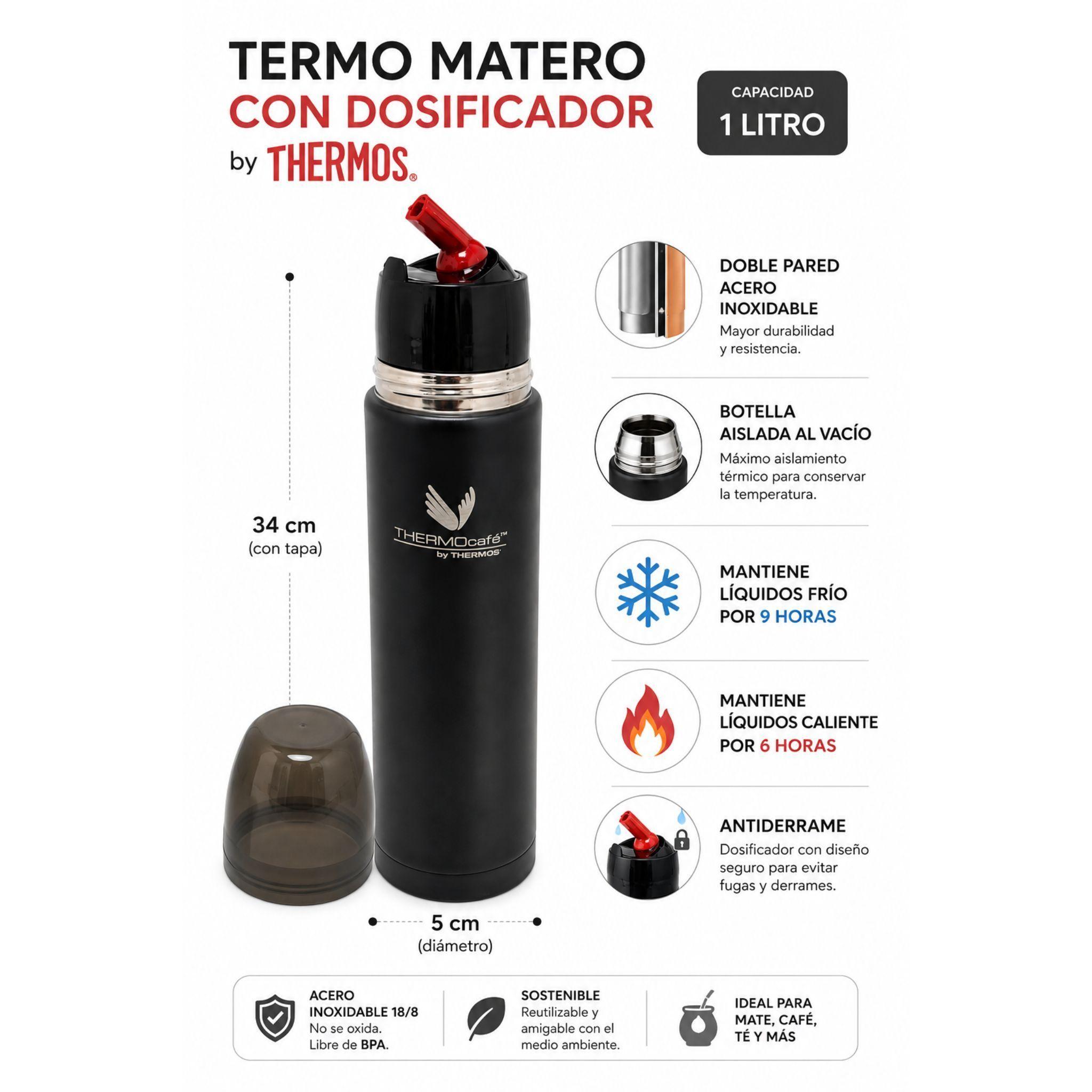 Termo Matero Thermos 1L Boslo Matero Neopreno Lineas Colores-2