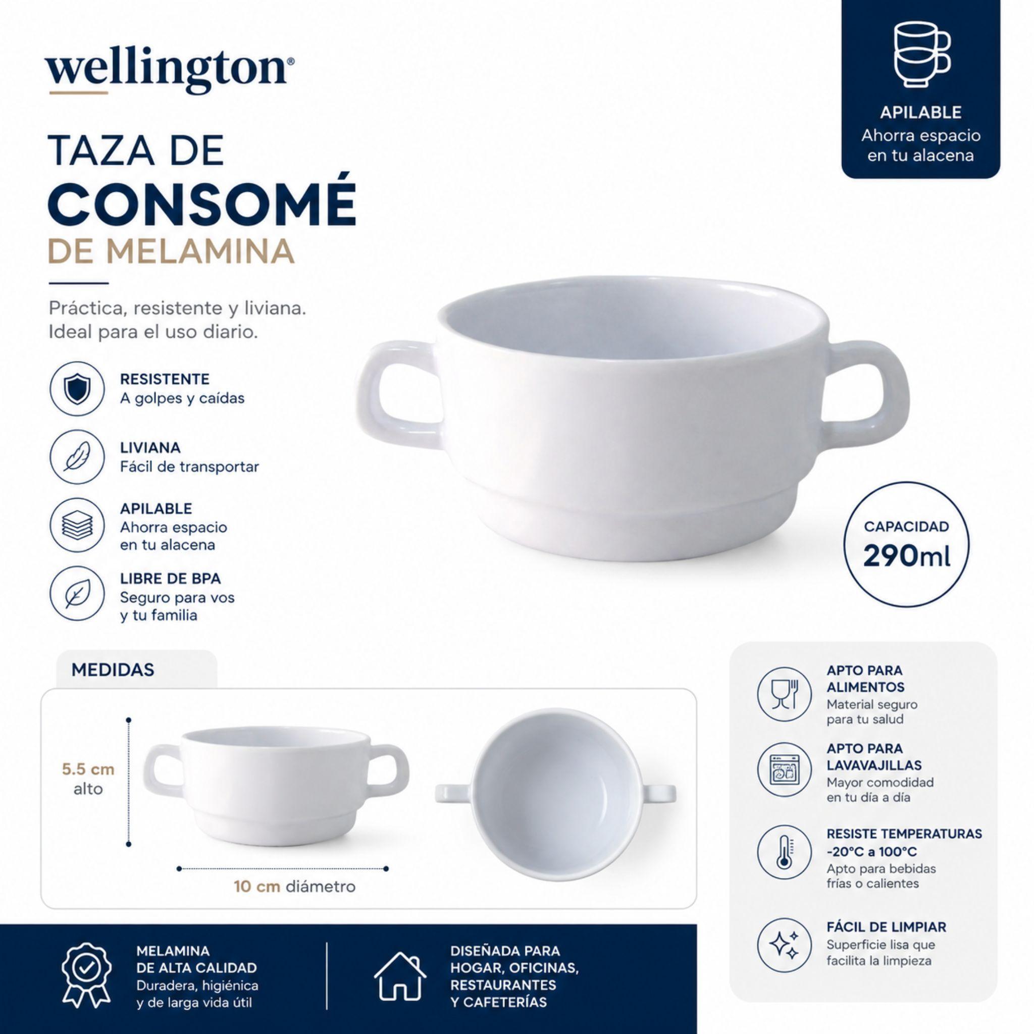 Taza De Consom Melamina Apilable 290ml X6-2