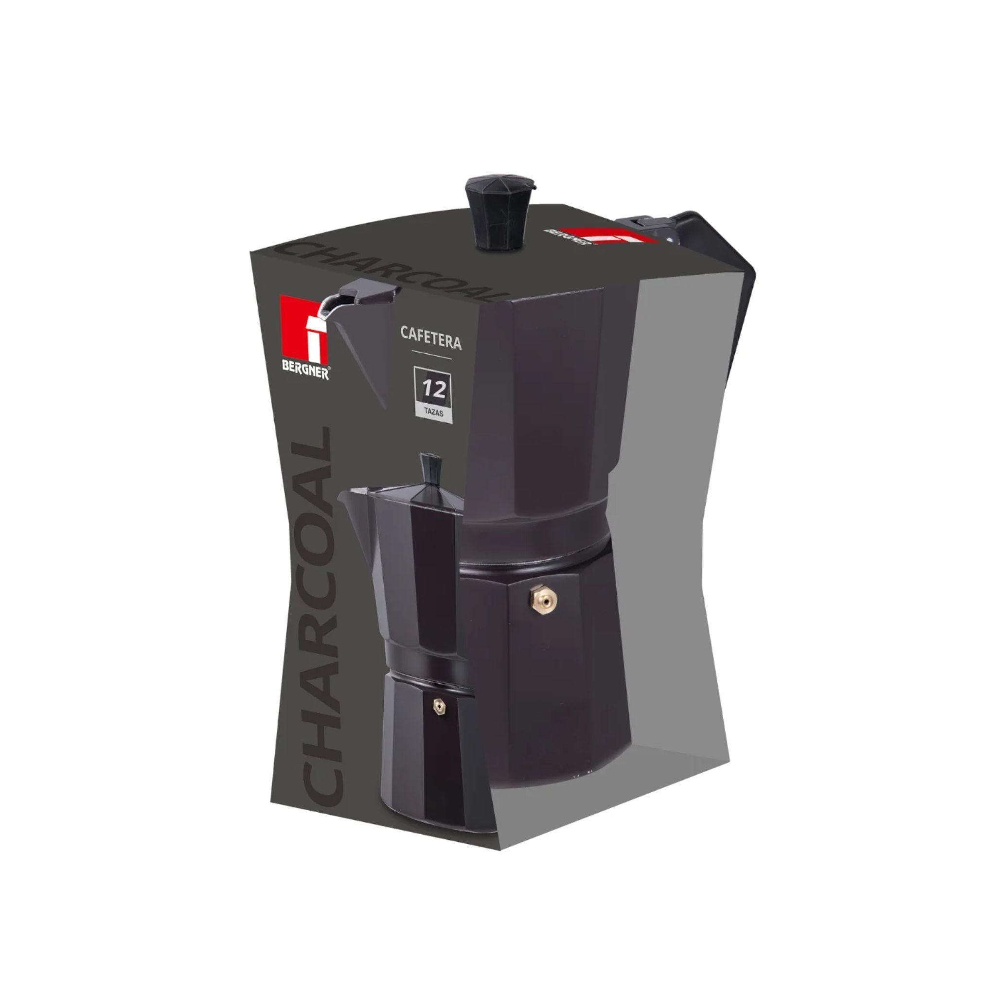 Cafetera Italiana 12 Tazas Aluminio Charcoal Bergner-3