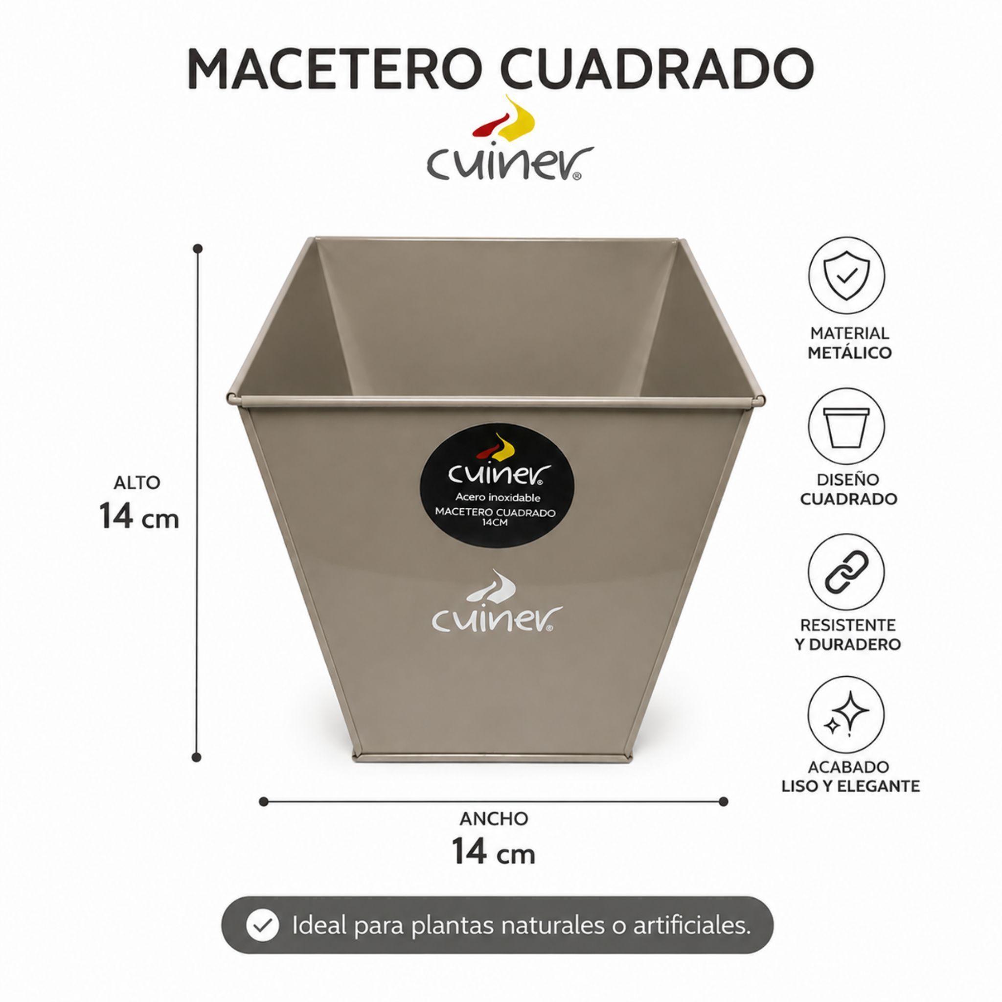 Macetero Metalico Chico Cuadrado Cuiner 14cm Maceta-1