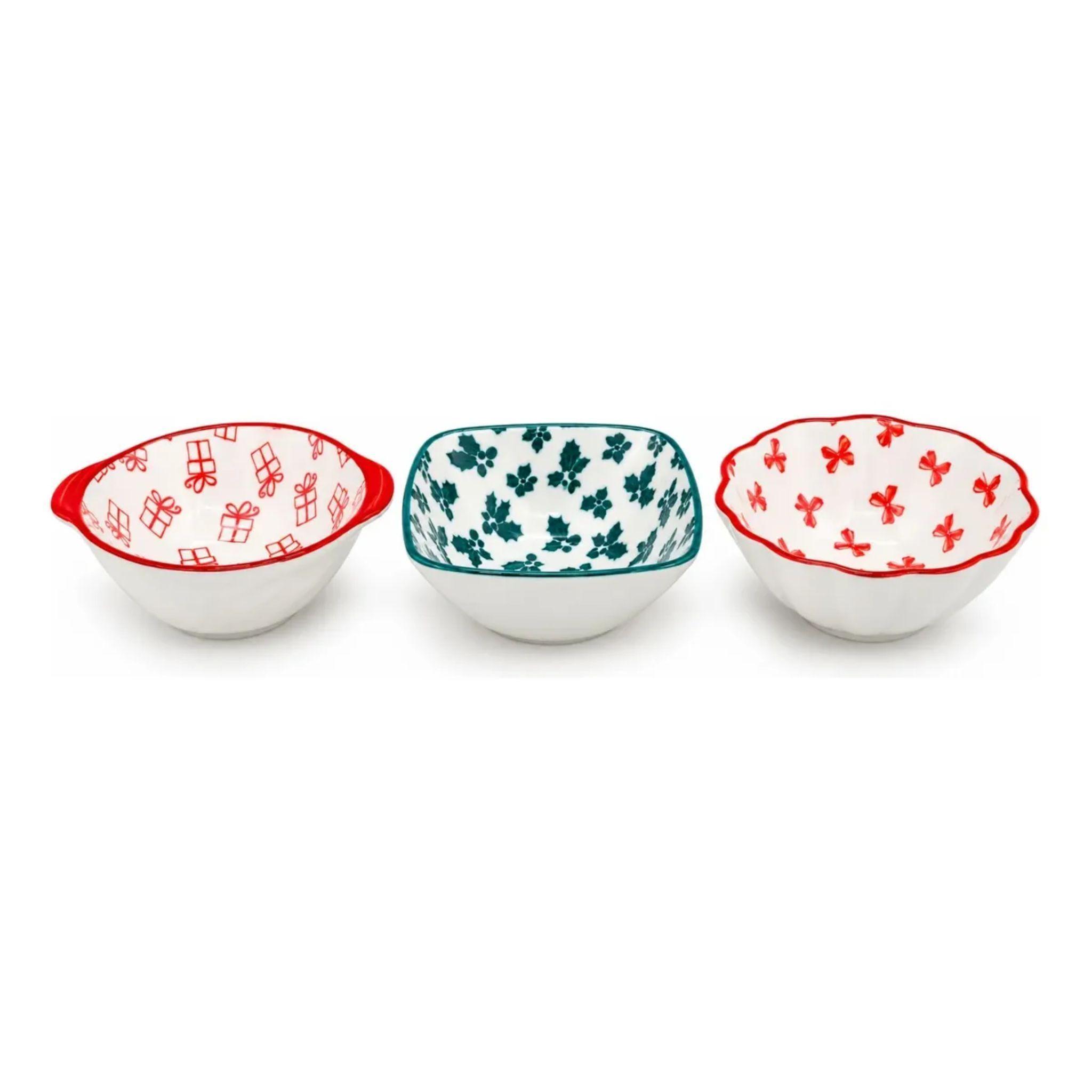 Set 3 Mini Bowls Navidad Porcelana 10cm Para Aperitivos-0