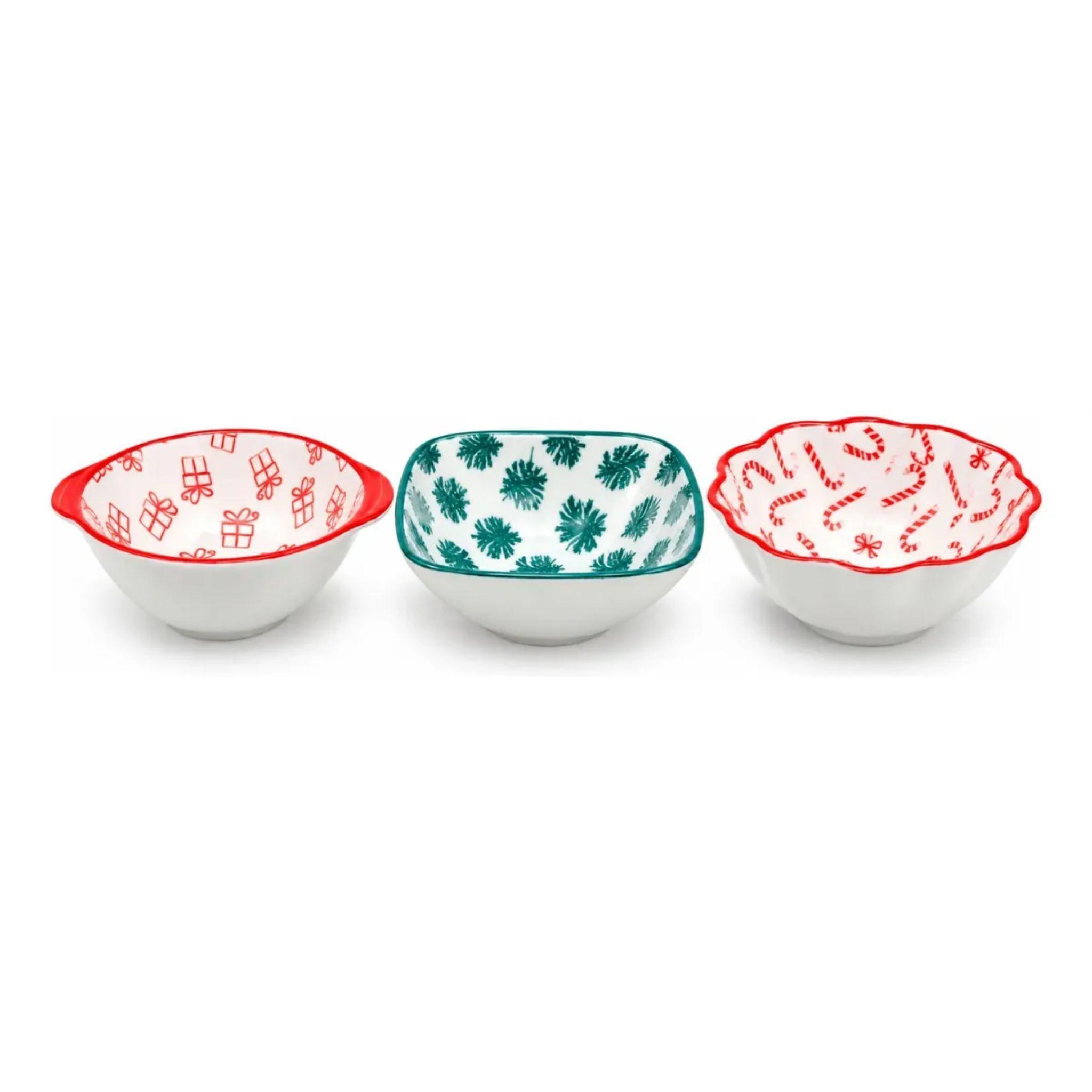 Set 3 Mini Bowls Navidad Porcelana 10cm Para Aperitivos-0