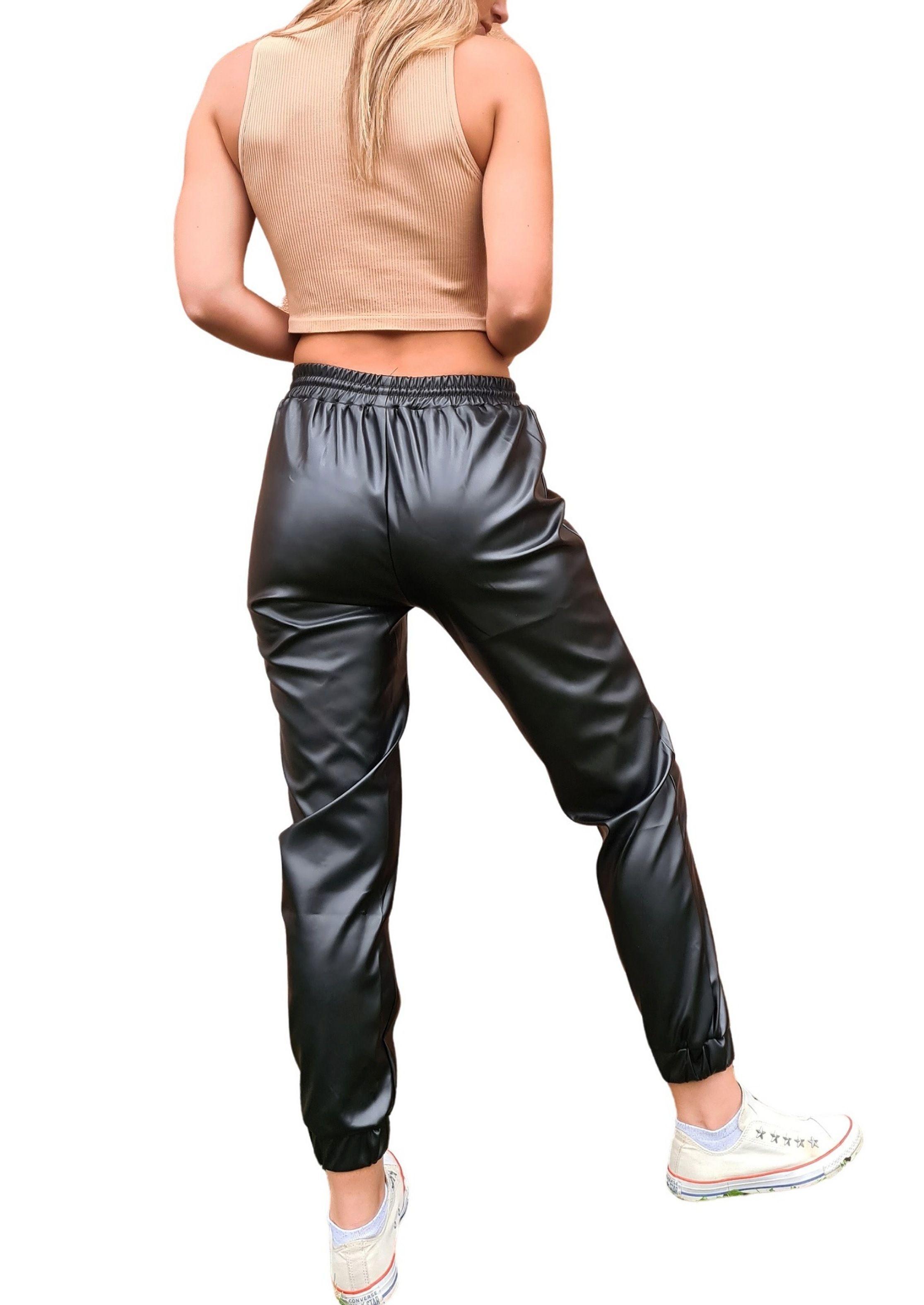 Pantalon Jogger Ecocuero MLK Casual Negro Mujer-2