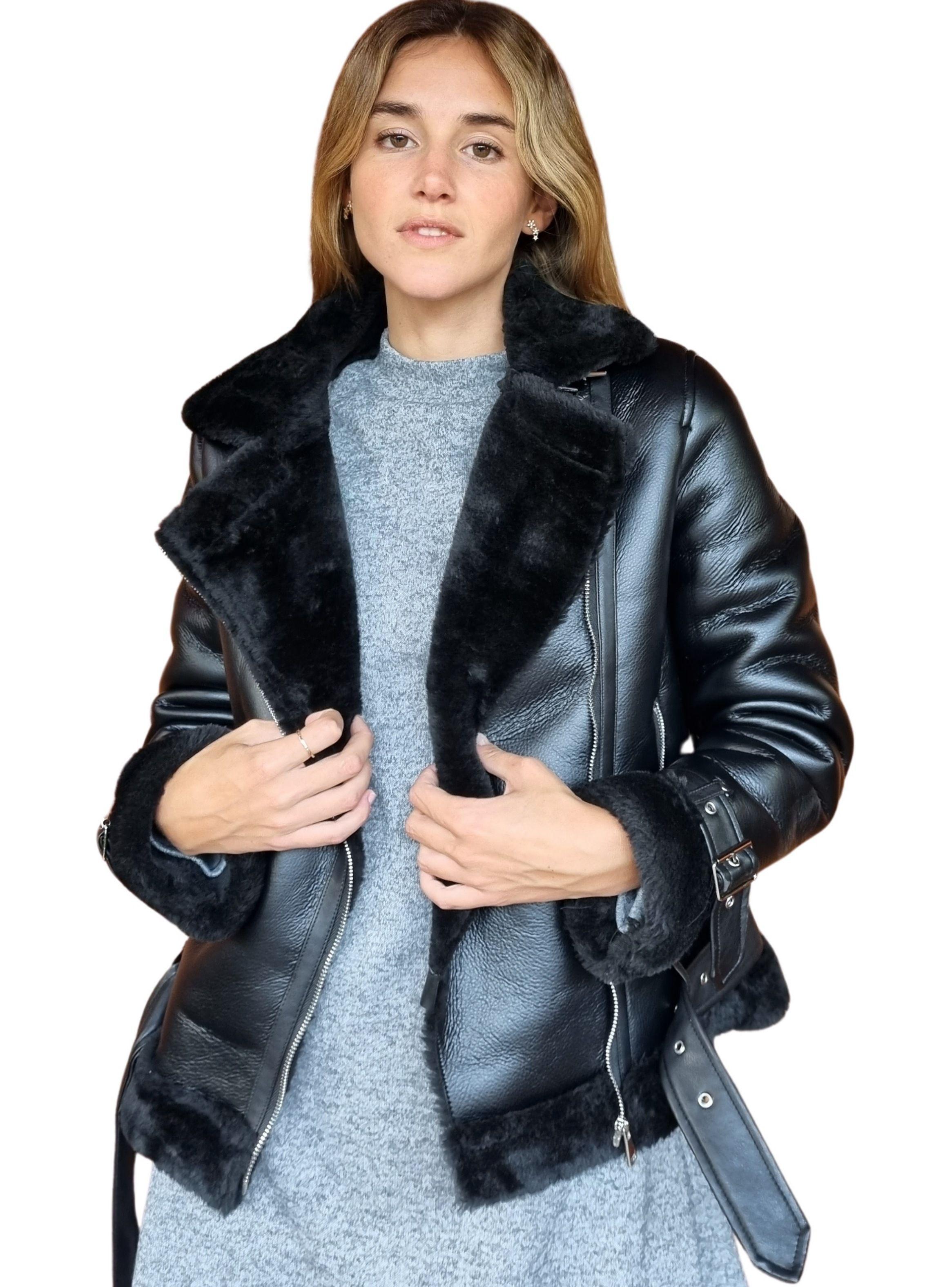Chaqueta  Ecocuero MLK Casual Negro Mujer-0