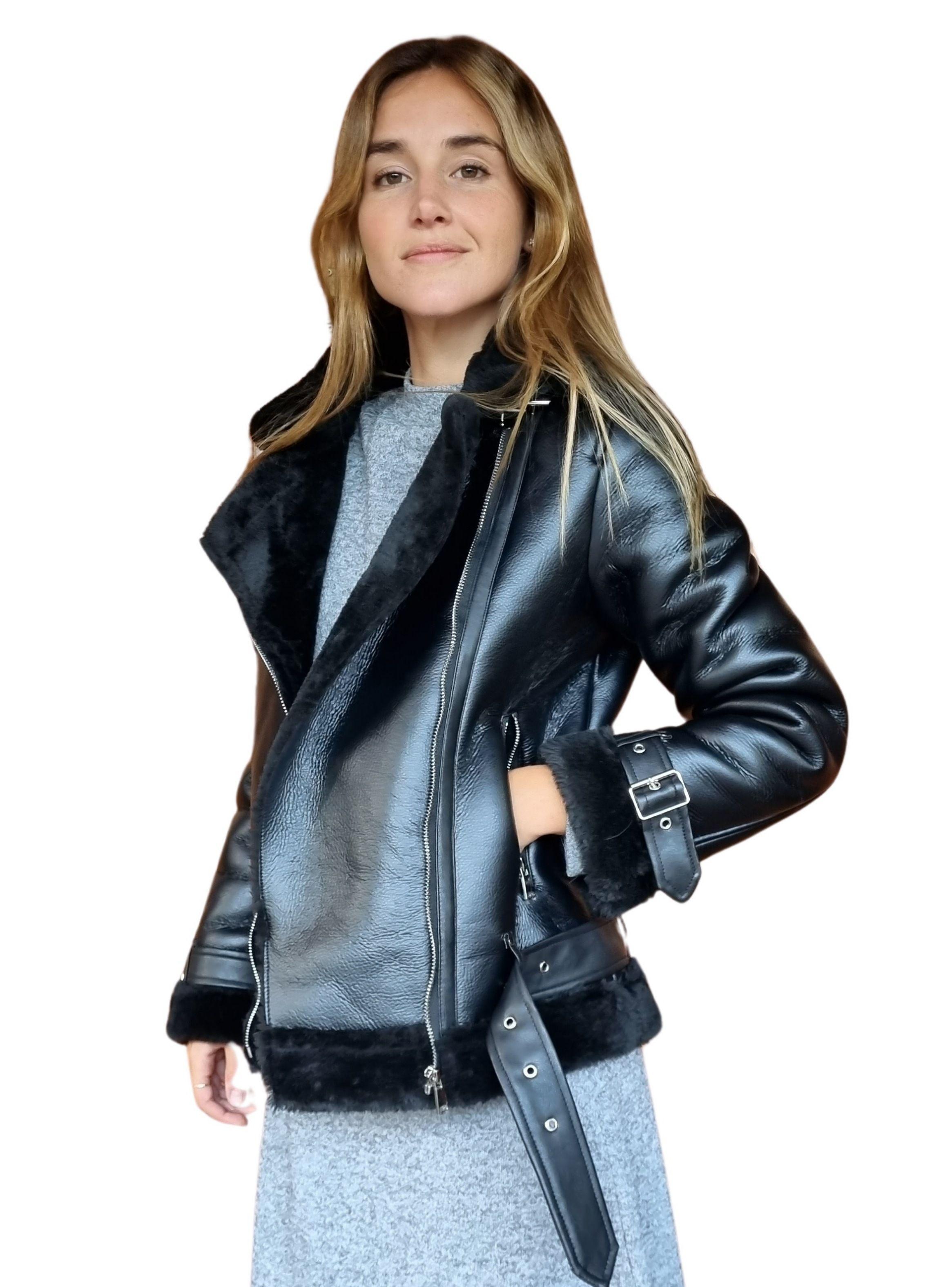 Chaqueta  Ecocuero MLK Casual Negro Mujer-1