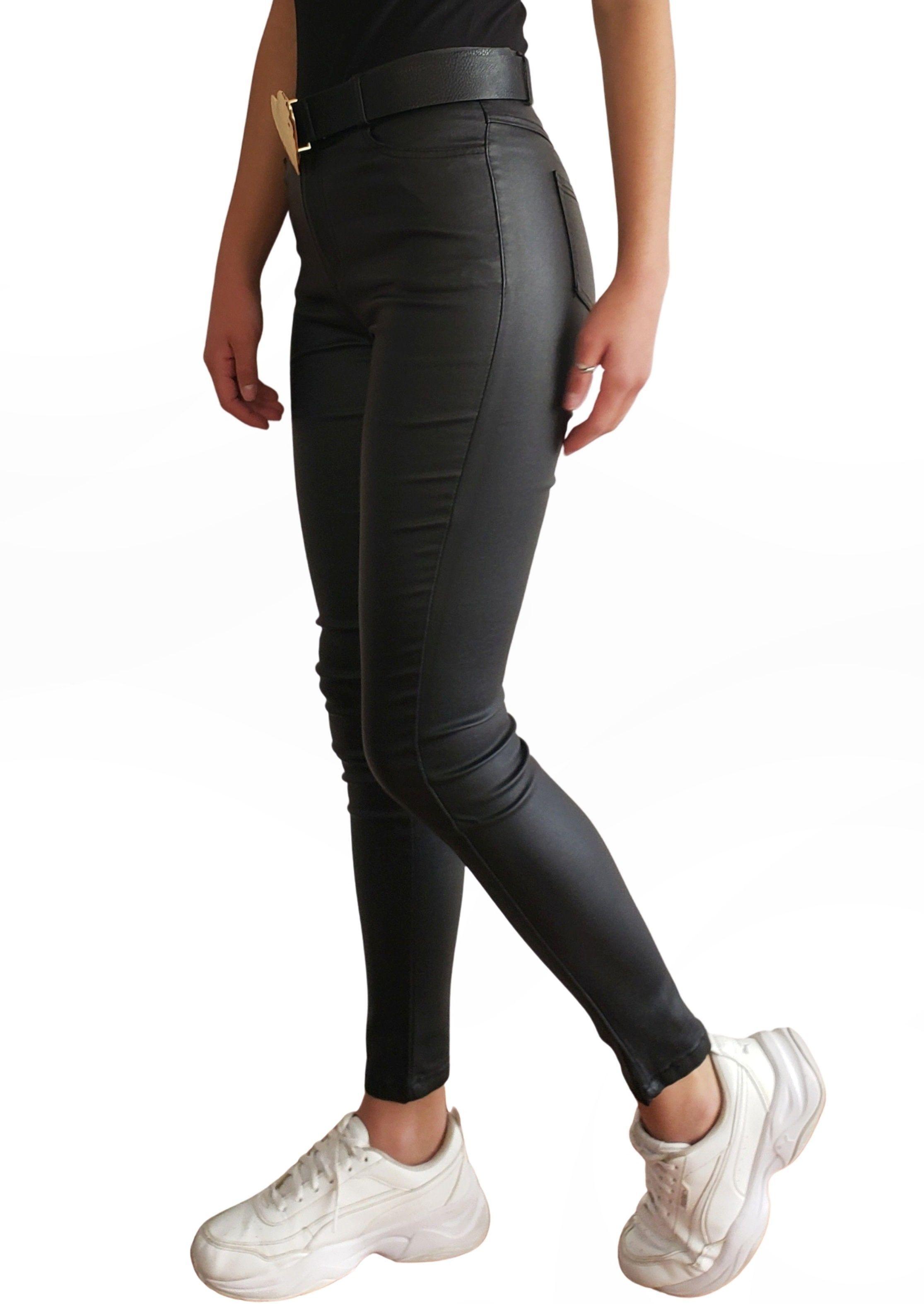 Pantalon Eco Cuero MLK Negro Mujer-1