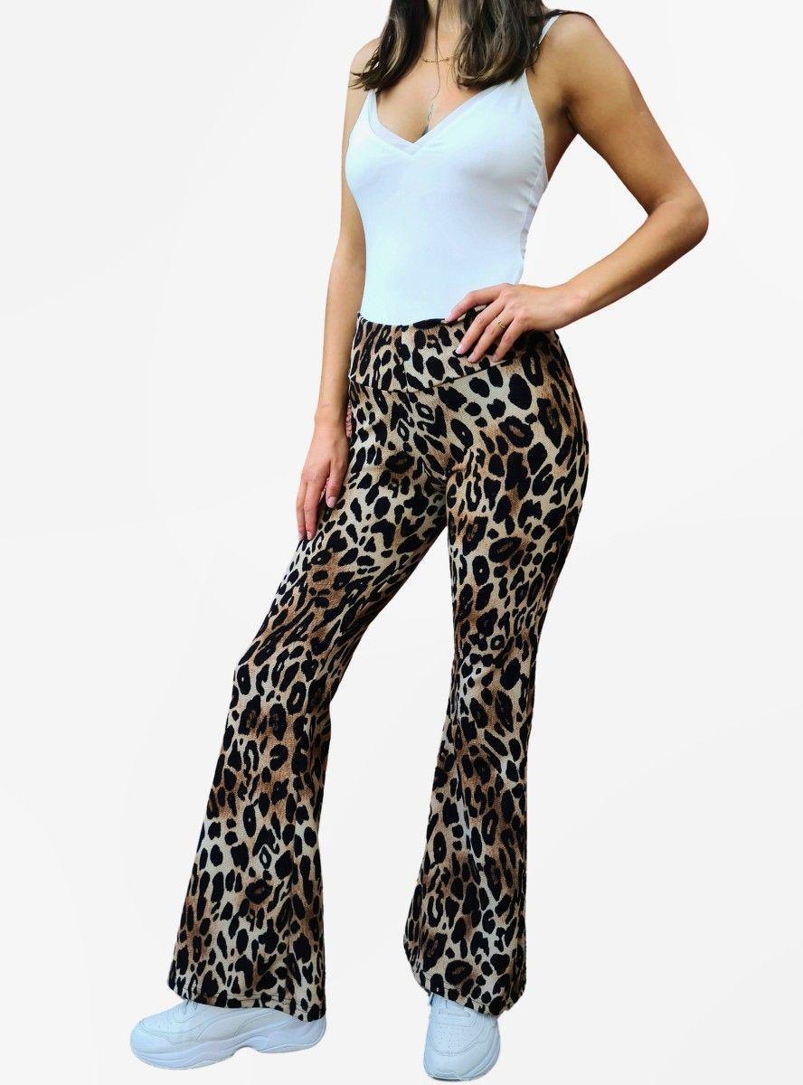 Flare Pants MLK Animal print Café Mujer-0