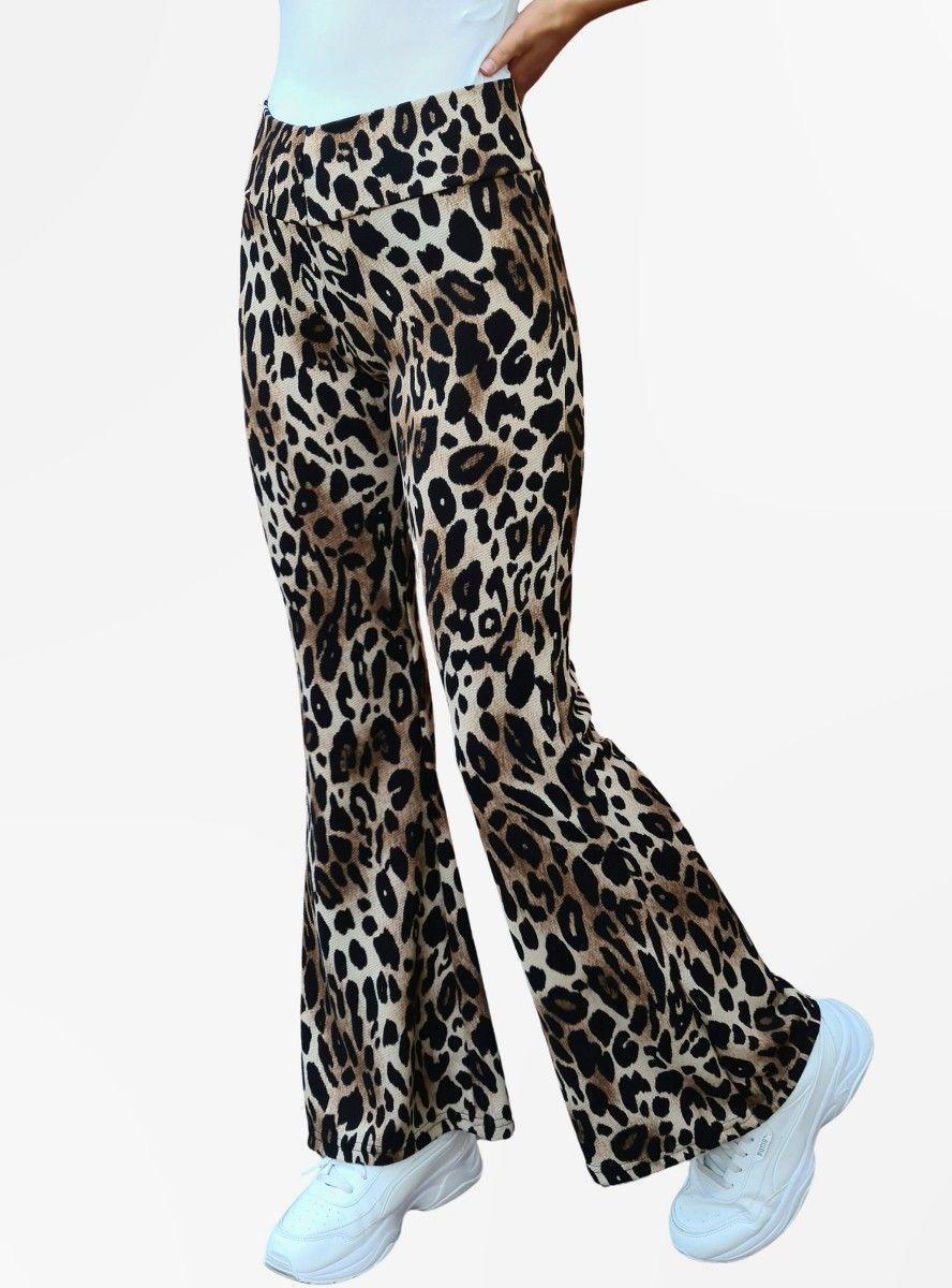 Flare Pants MLK Animal print Café Mujer-1