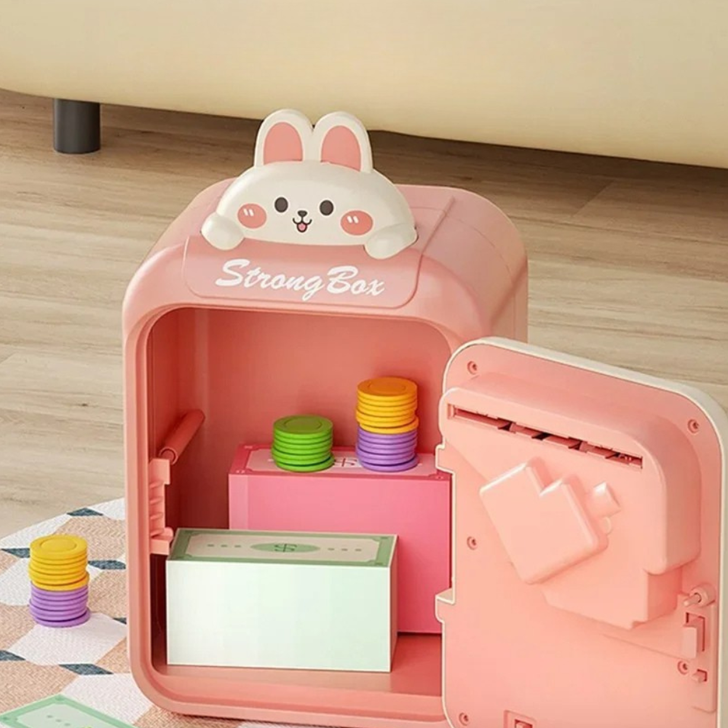 Alcancía Gato Caja Fuerte Kawaii Contraseña Sonido Y Huella-3