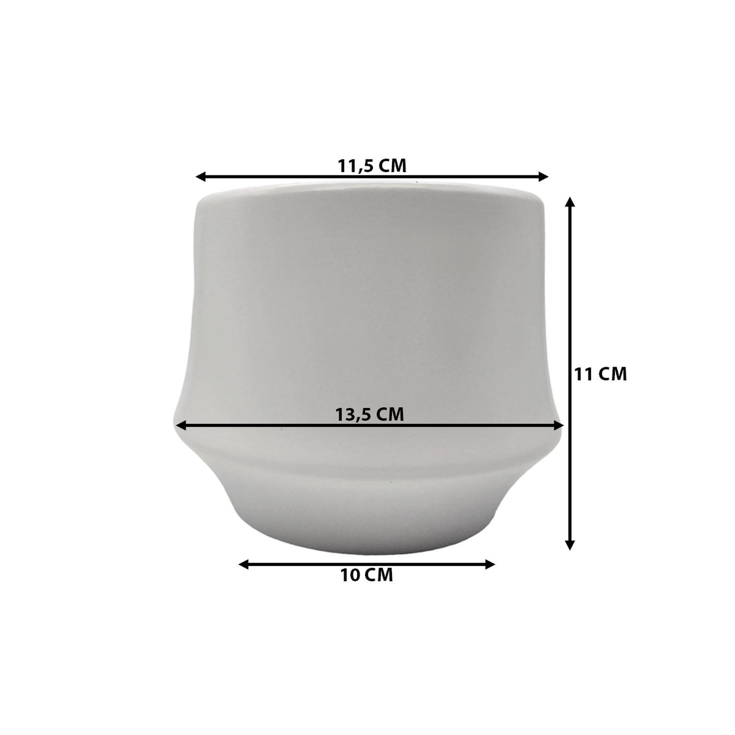 Macetero Maceta De Ceramica Elegante Blanco Liso Brillante S-8