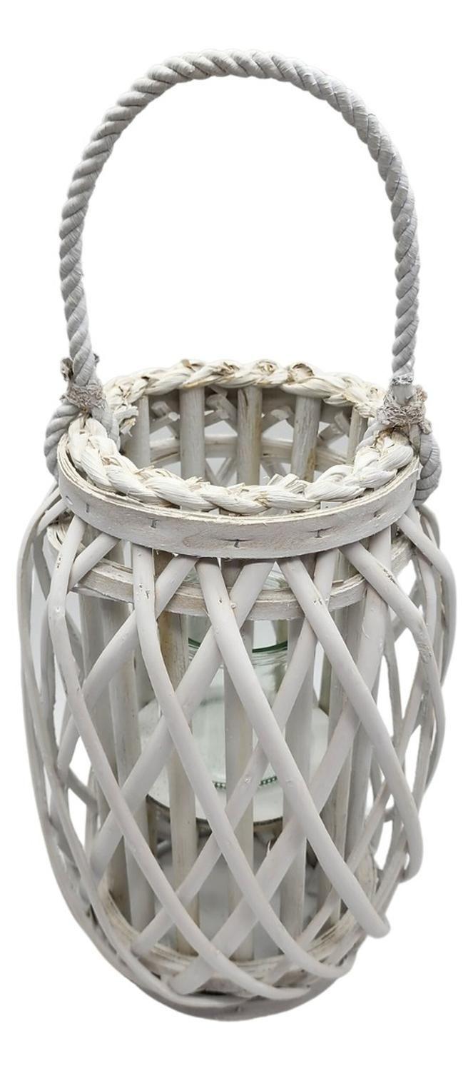 Candelabro Porta Vela Mimbre Rustico Alargado Terraza Blanco-1