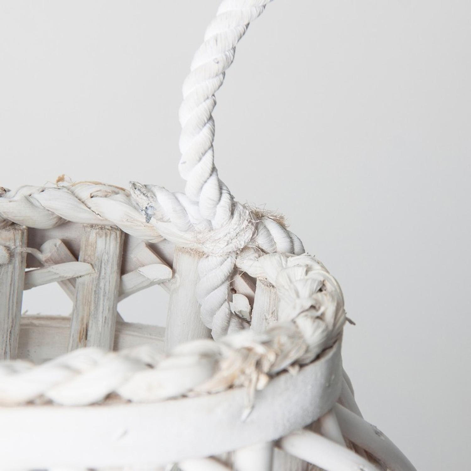 Candelabro Porta Vela Mimbre Rustico Alargado Terraza Blanco-4