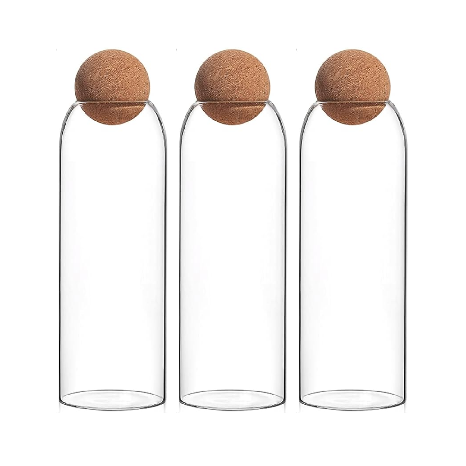 Set 3 Botellas Frascos Vidrio Transparente Tapa De Corcho XL-0