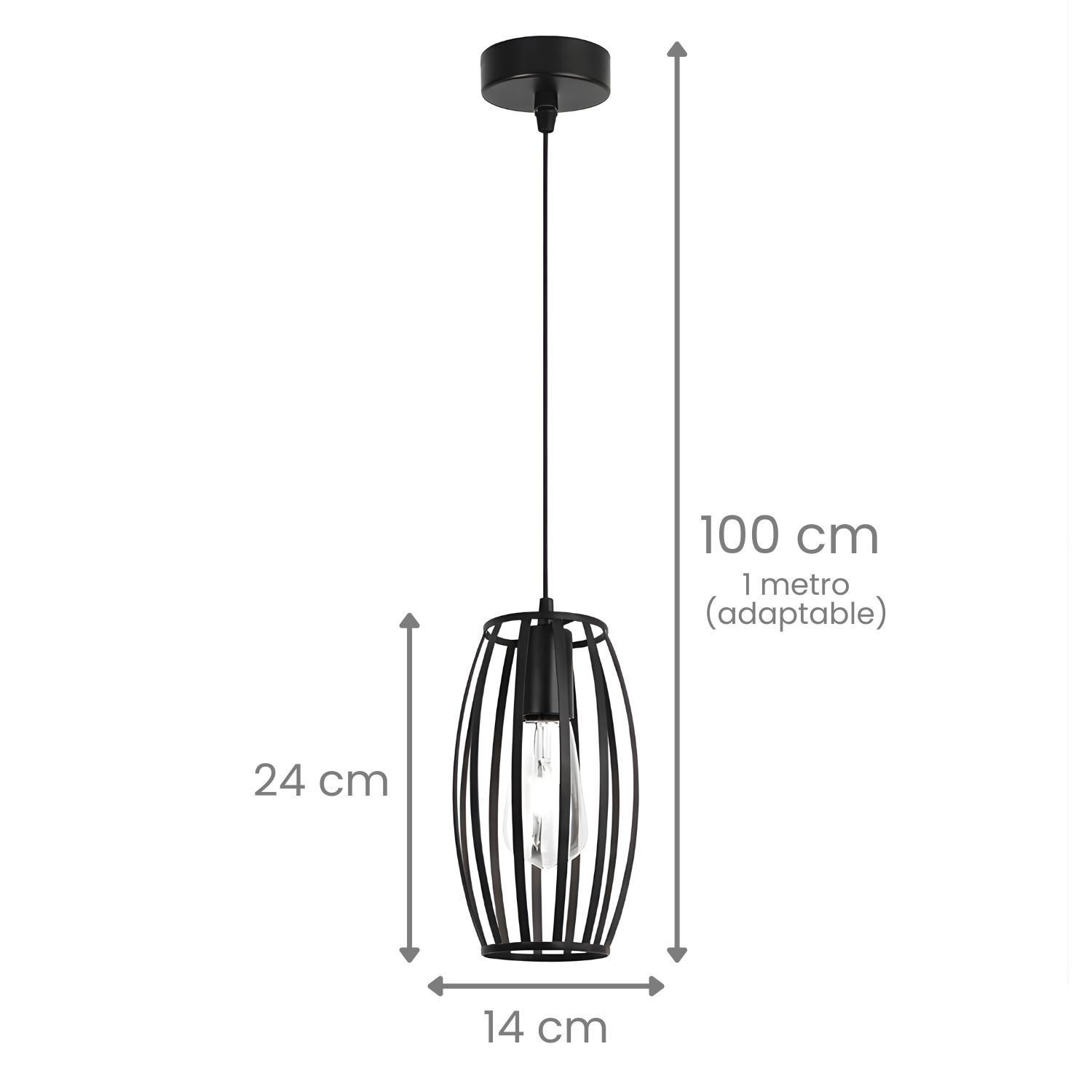 Lampara Colgante De Techo Fierro Negro Living Comedor E27-5