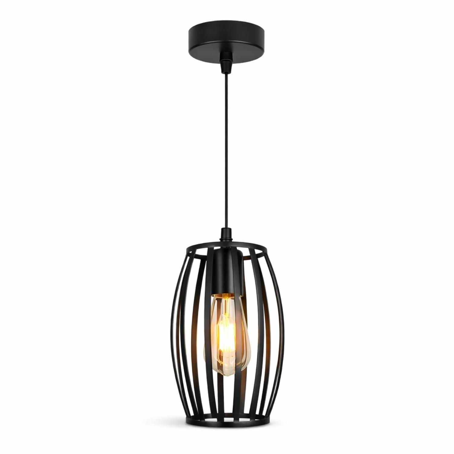 Lampara Colgante De Techo Fierro Negro Living Comedor E27-7